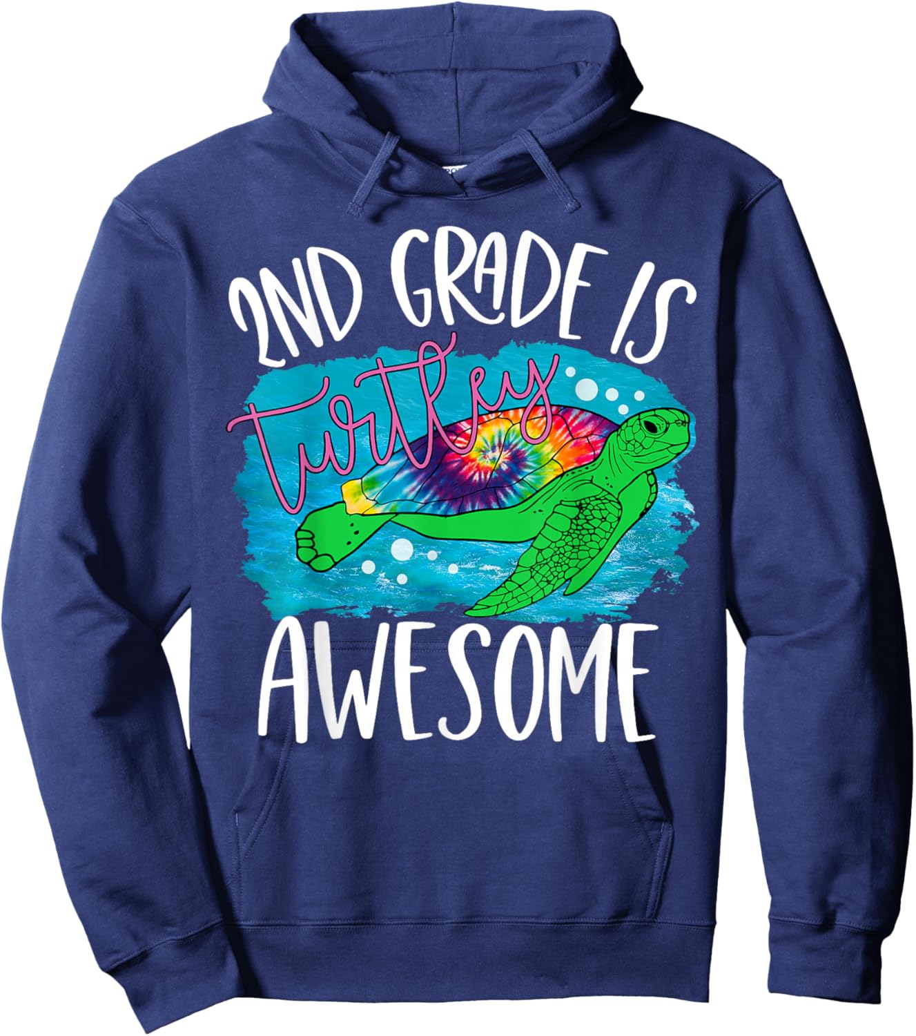 2nd Grade is Turtley Awesome Second Grade Teacher School Hoodie - Hoodie | Navy