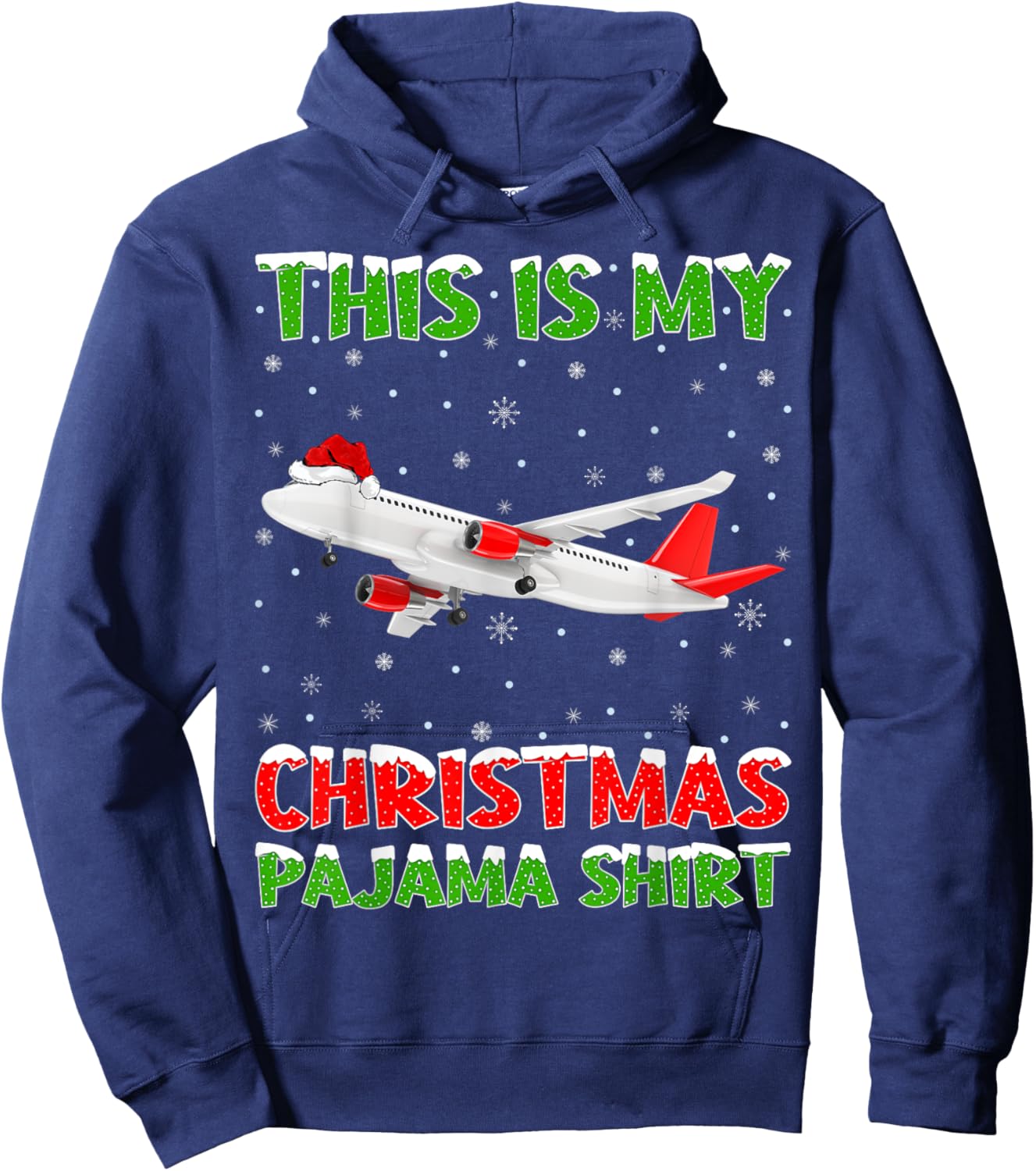 Airplane Xmas Tree Lights This Is My Christmas Pajama Hoodie - Hoodie | Navy