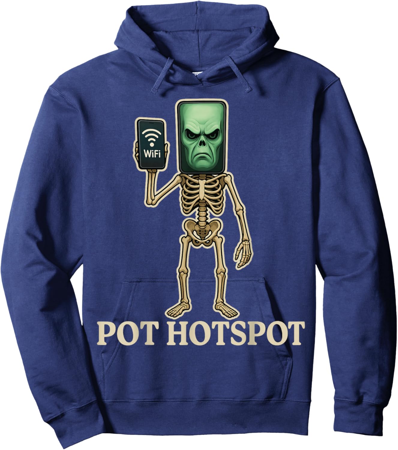 Pot Hotspot - Funny Halloween Brainrot Skeleton Kids Meme Hoodie - Hoodie | Navy