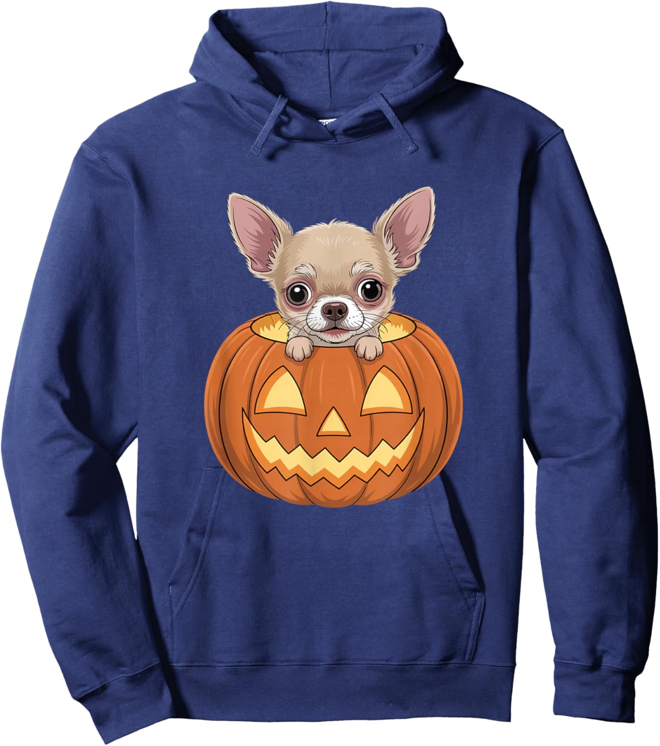 Cute Chihuahua in Pumpkin Funny Dog Halloween Hoodie - Hoodie | Navy