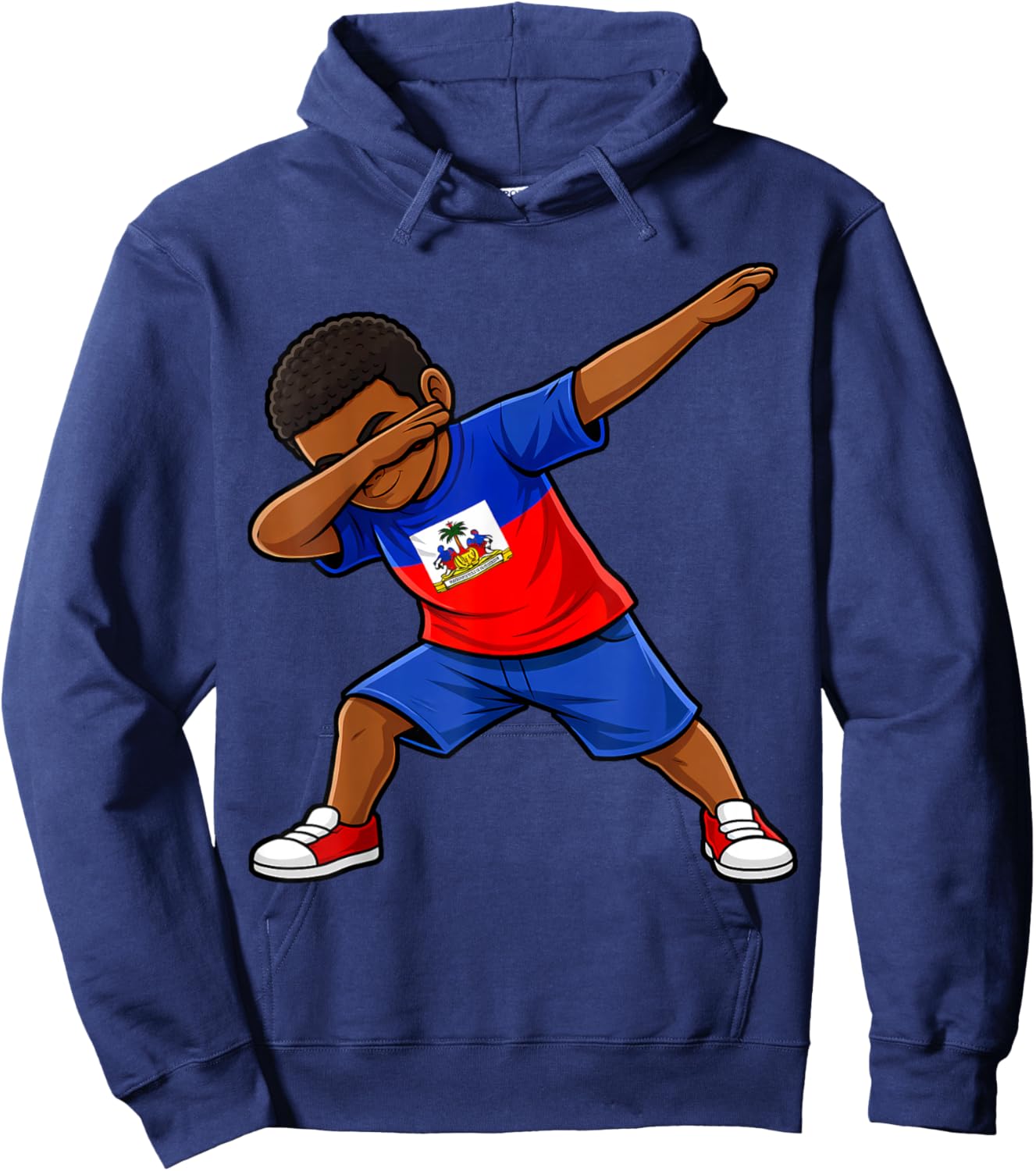 Haitian Boy Dab Pose Haiti Flag Hoodie - Hoodie | Navy