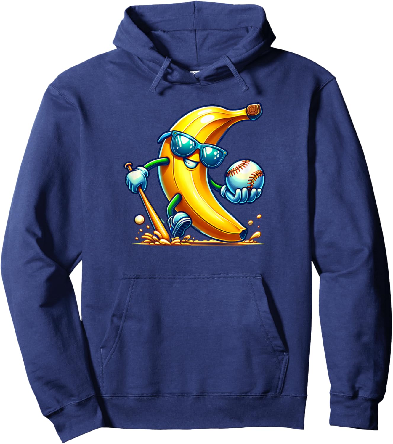 Banana Playing Baseball Fruit Lover Baseball Player Hoodie - Hoodie | Navy