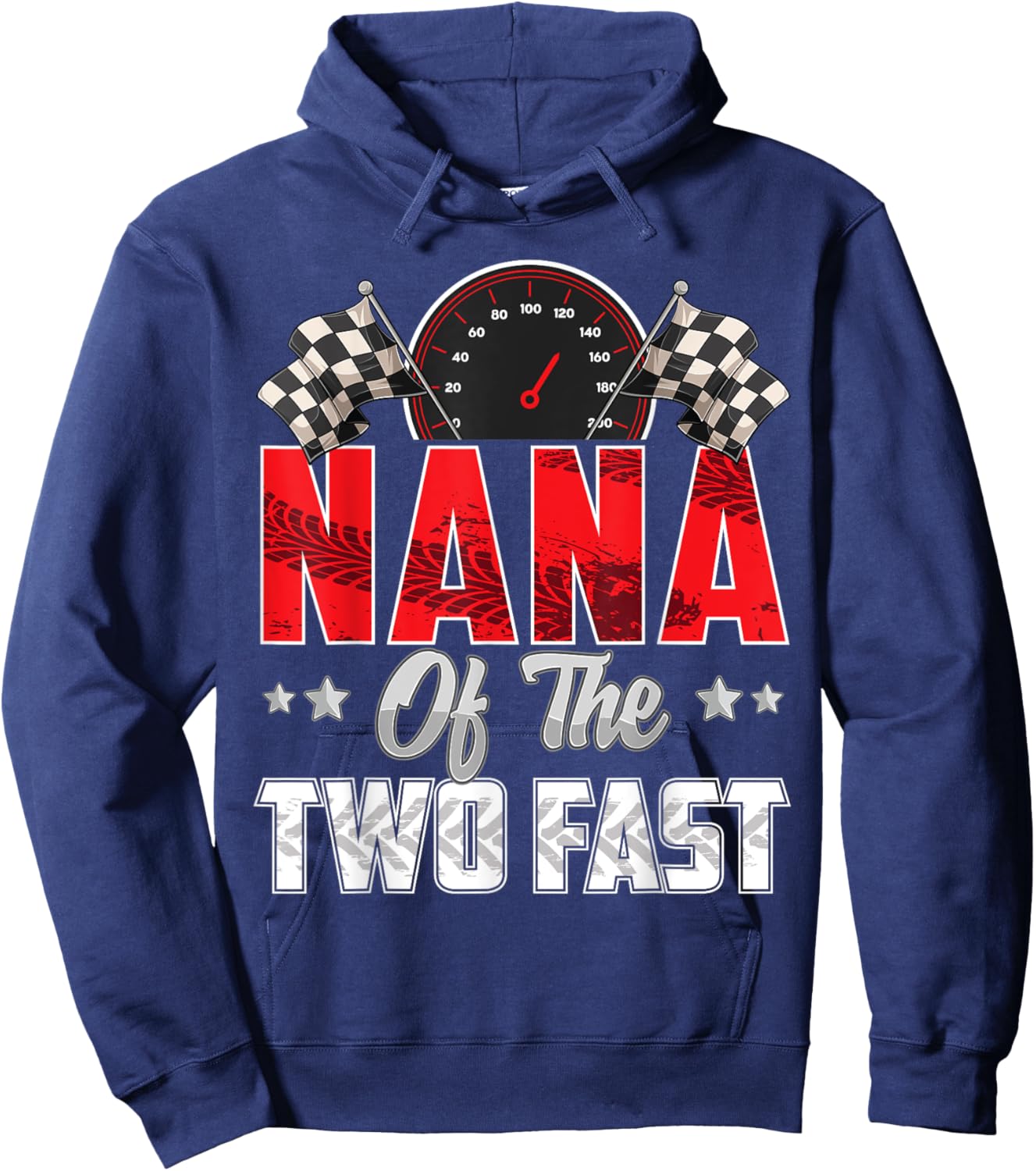 2 year old racing car two fast birthday 2nd Family Nana Hoodie - Hoodie | Navy