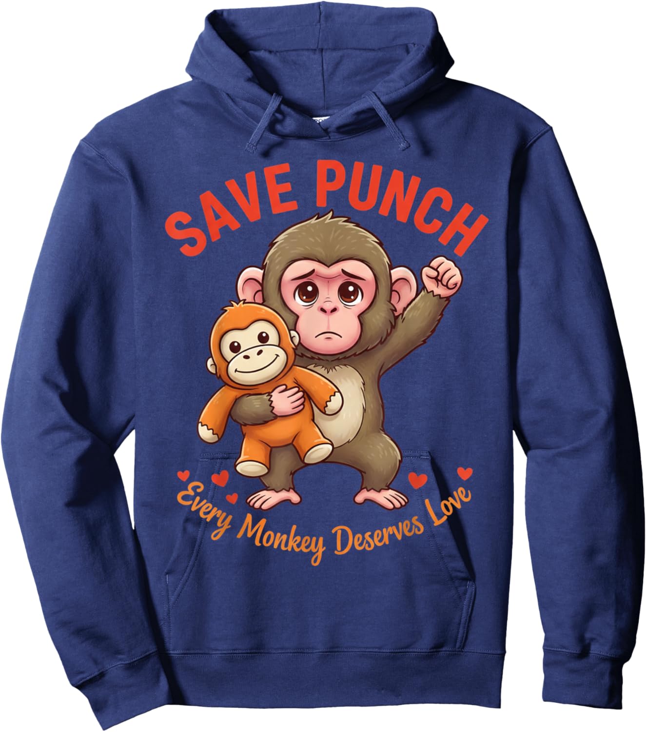 Save Punch Every Monkey Deserves Love Hoodie - Hoodie | Navy