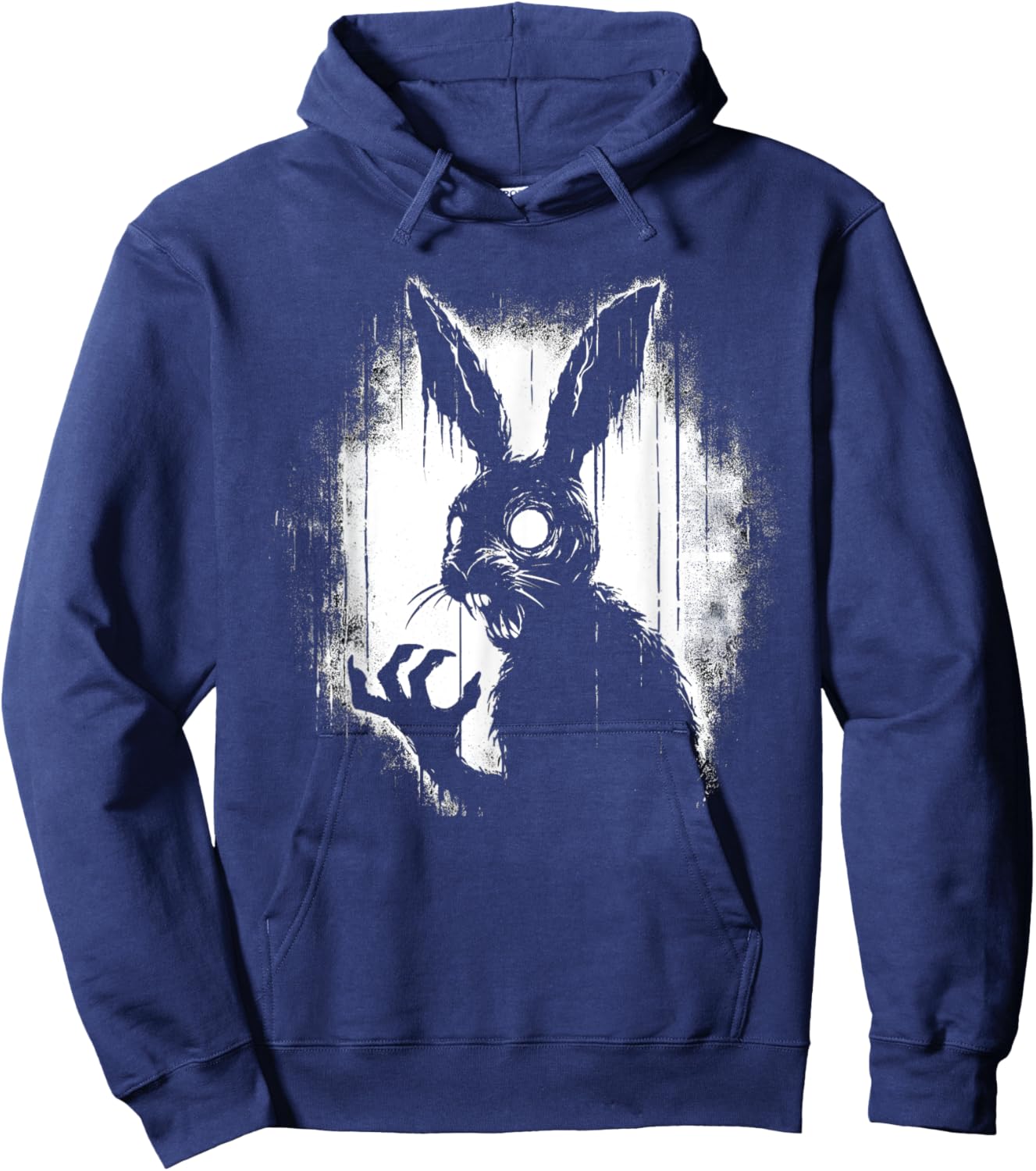 Creepy Goth Rabbit, Horror Bunny, Weirdcore Rabbit Hoodie - Hoodie | Navy