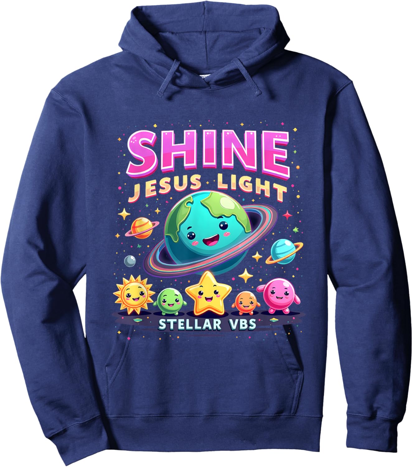 VBS 2025 Jesus Vacation School Camp Christian Stellar Space Hoodie - Hoodie | Navy