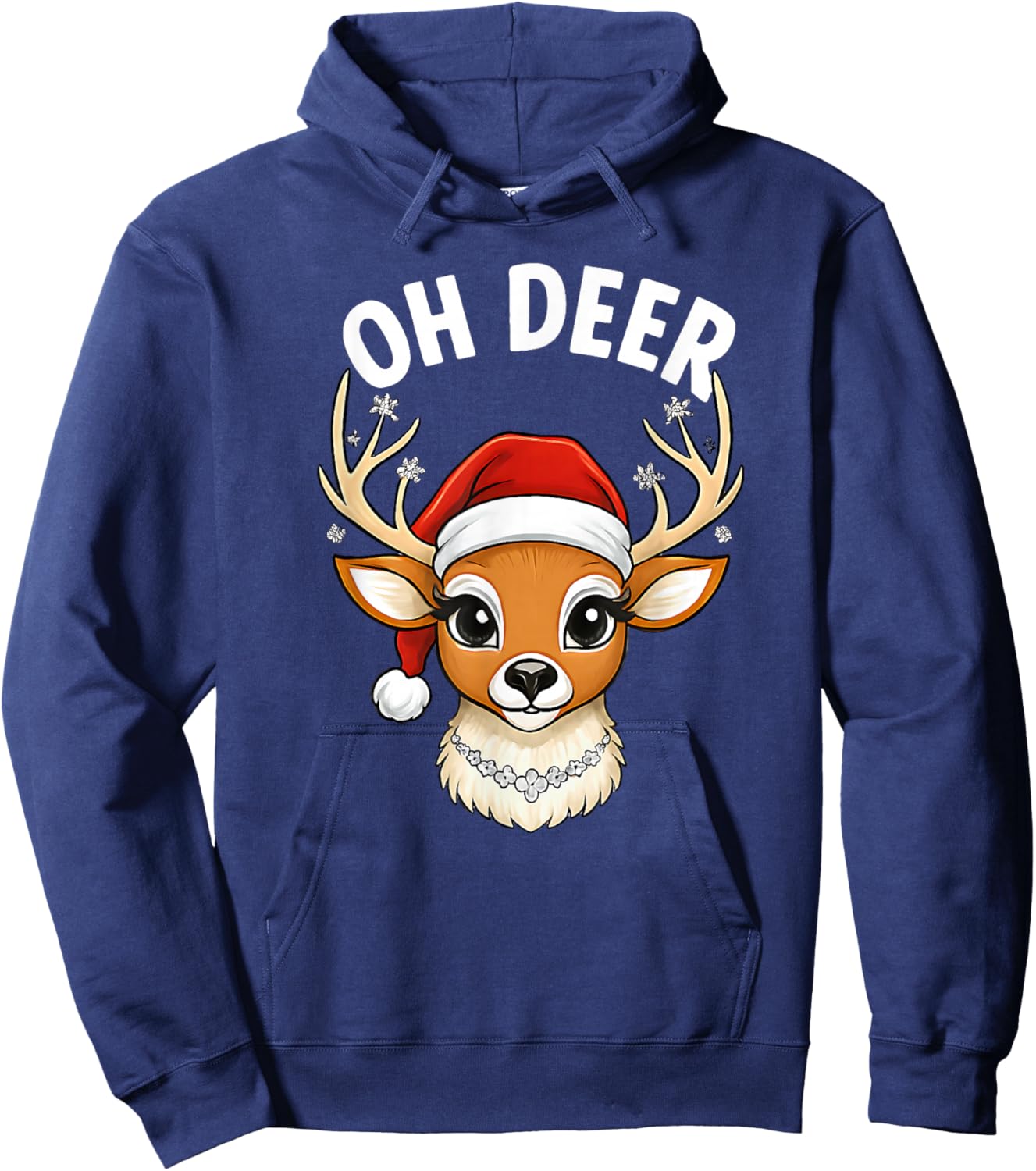 Funny Oh Deer Reindeer Cute Christmas Pun Winter Holiday Hoodie - Hoodie | Navy