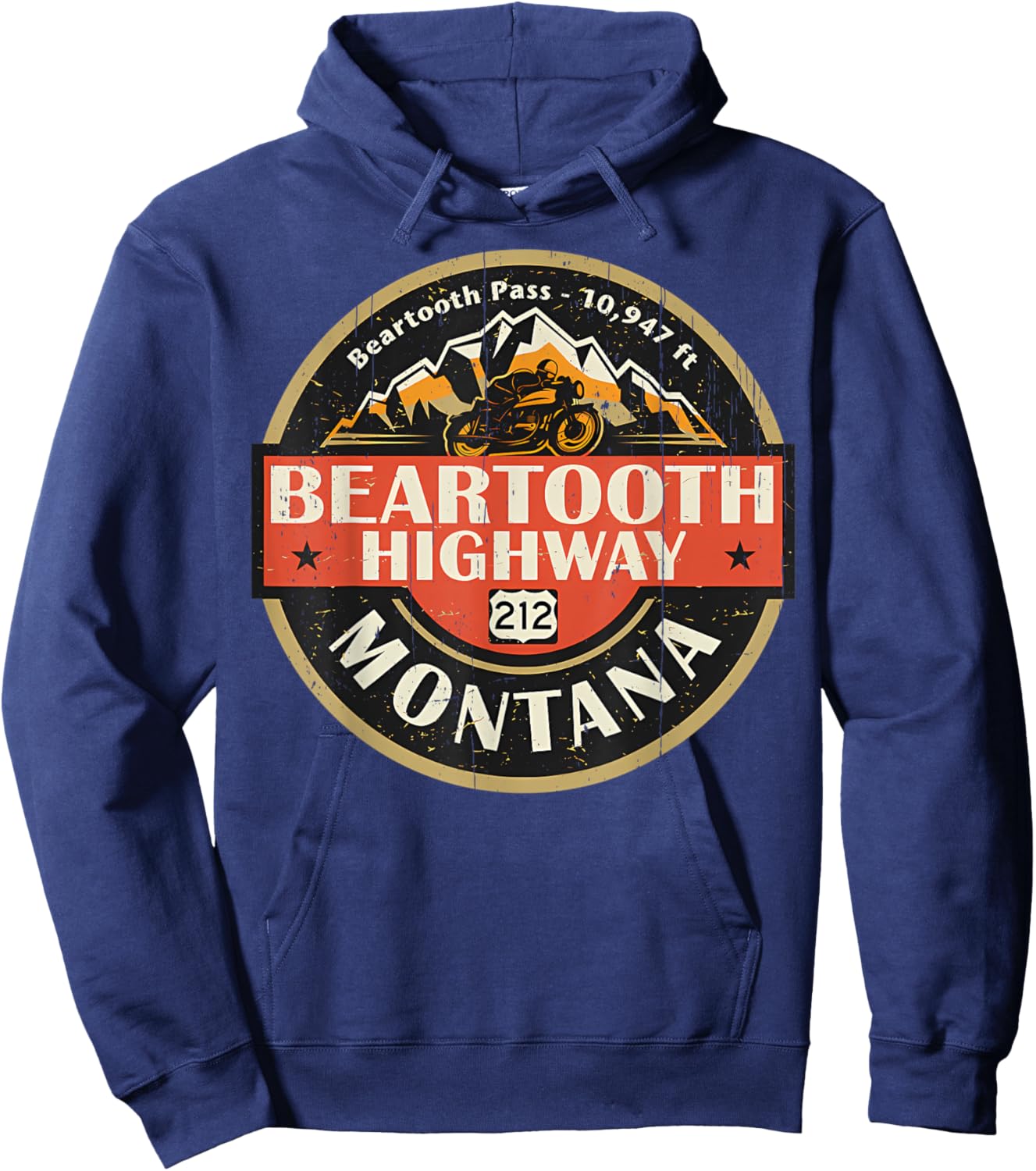 Vintage Beartooth Highway Mountain Hiking Nature Hoodie - Hoodie | Navy