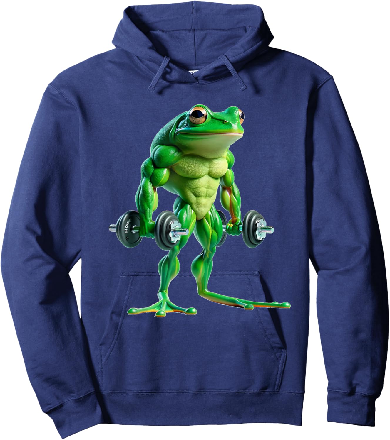 Buff Frog Lifting Weights Funny Fitness Workout Gym Lover Hoodie - Hoodie | Navy