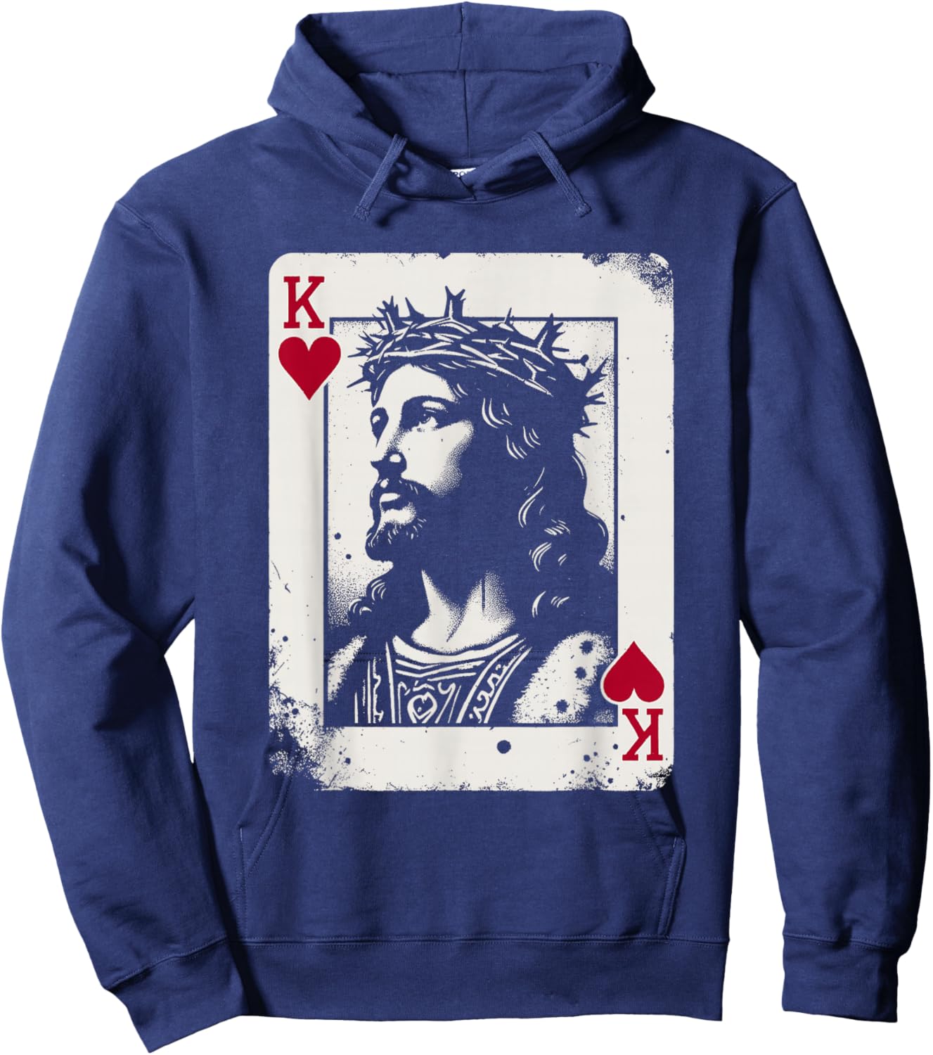 Jesus King of Hearts - Vintage Religious Card Game Lover Hoodie - Hoodie | Navy