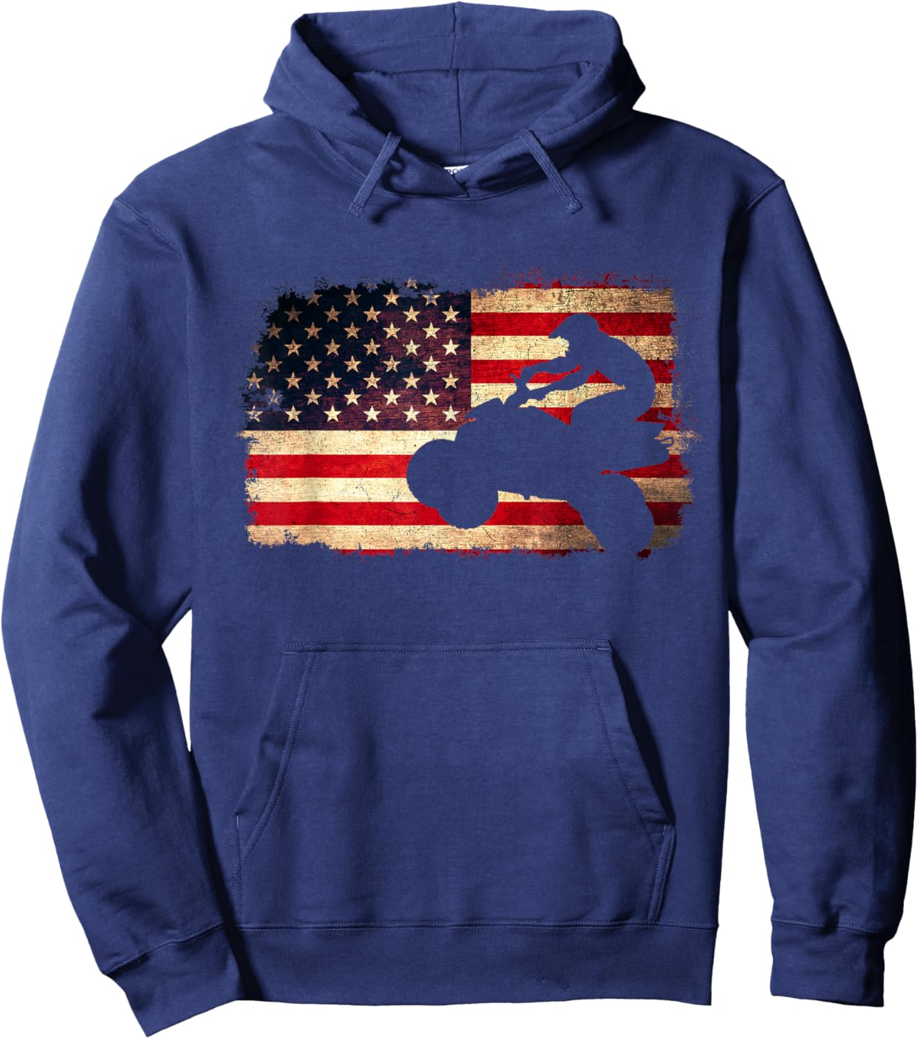 Quad ATV USA 4 Wheeler Riding American Flag 4th of July Hoodie - Hoodie | Navy