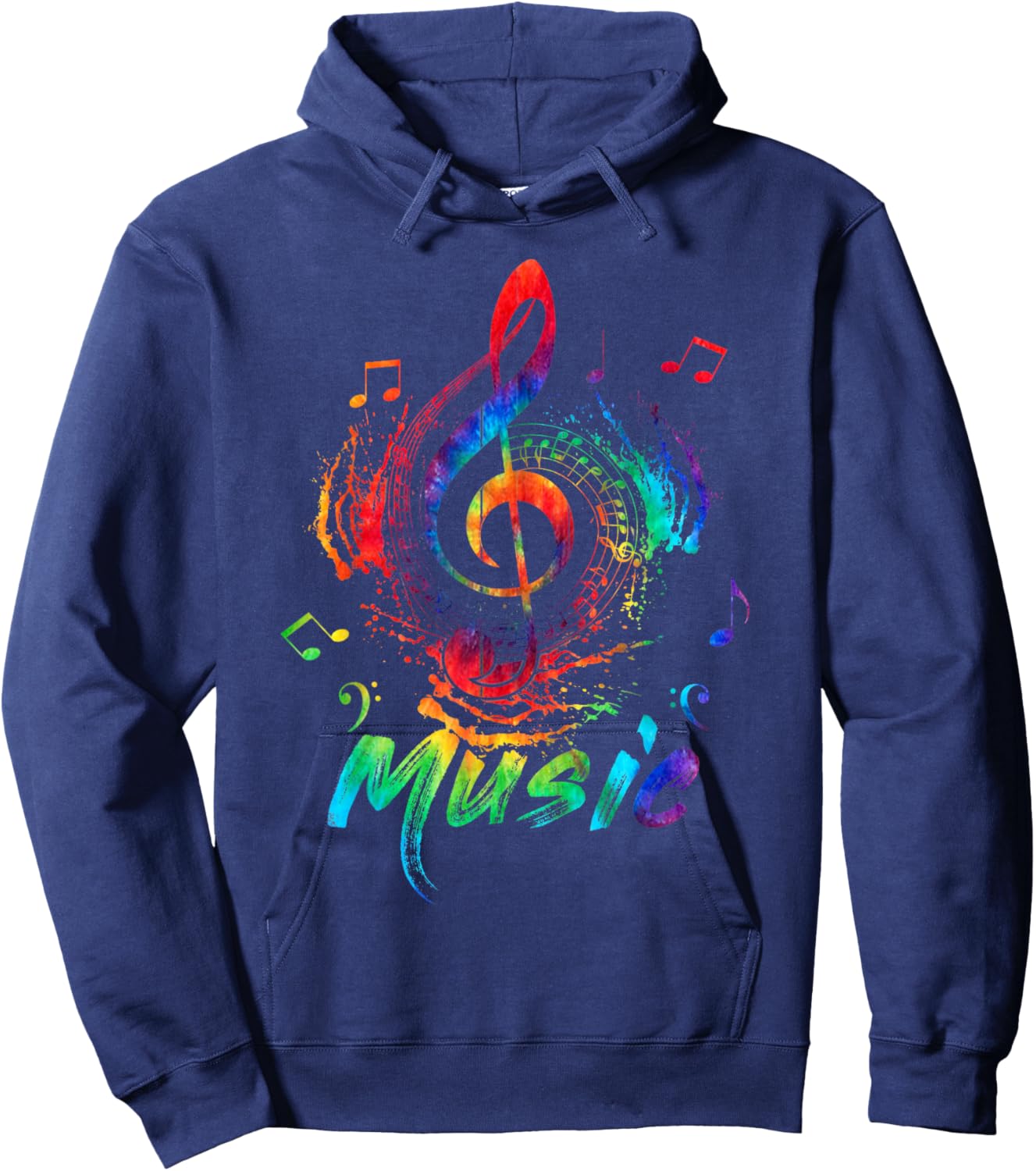 Tie Dye Music Treble Clef Musical Instrument Note Gifts Hoodie - Hoodie | Navy