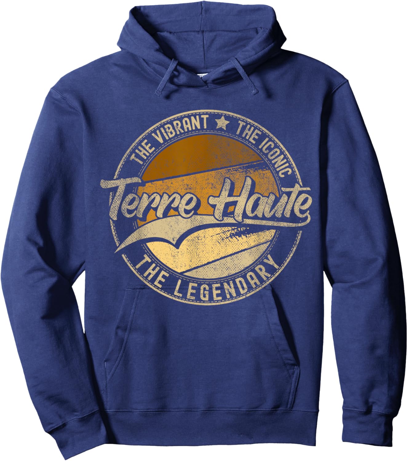 Terre Haute IN | Indiana | Vintage Distressed Hoodie - Hoodie | Navy