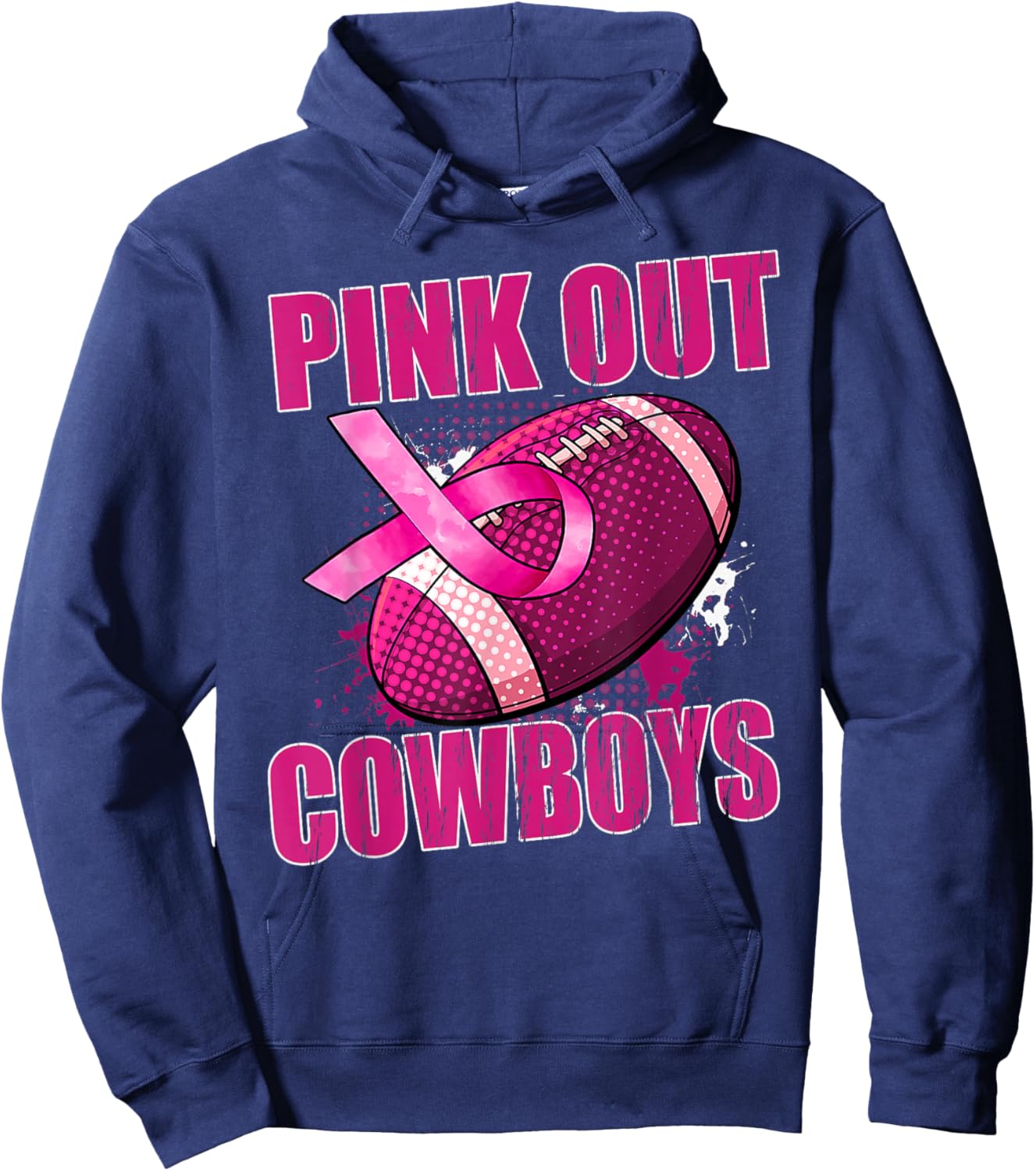 Cowboys Pink Out Football Tackle Breast Cancer Hoodie - Hoodie | Navy