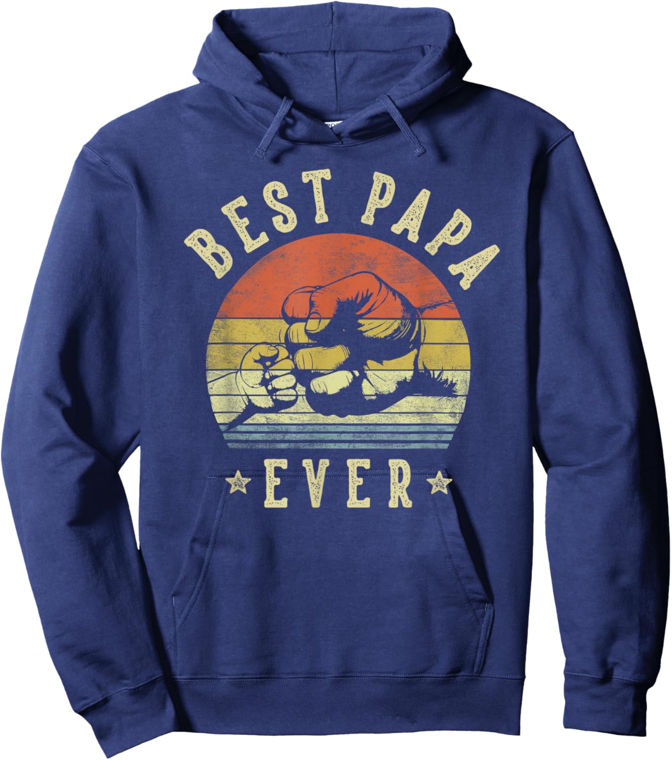 Best Papa Ever - Retro Fist Bump Vintage Design Papa Hoodie - Hoodie | Navy