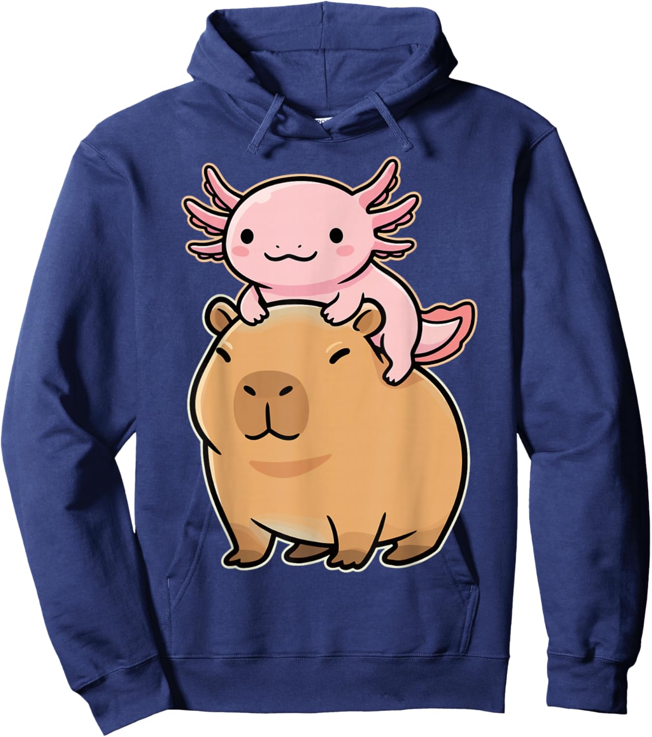 Capybara Axolotl Kawaii Animal Hoodie - Hoodie | Navy