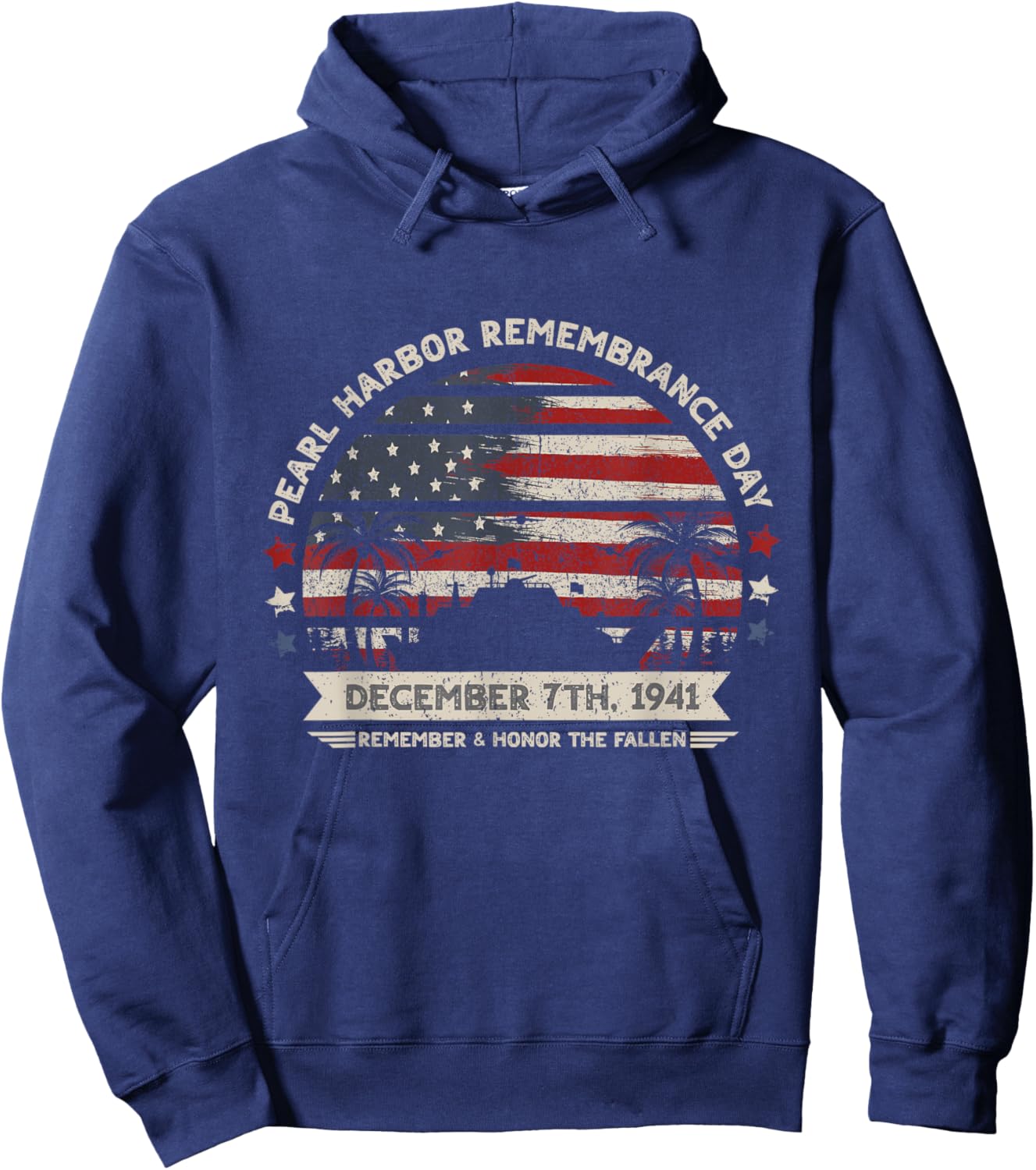 Vintage Hawaii USA Flag , Pearl Harbor Memorial Day Gift Hoodie - Hoodie | Navy