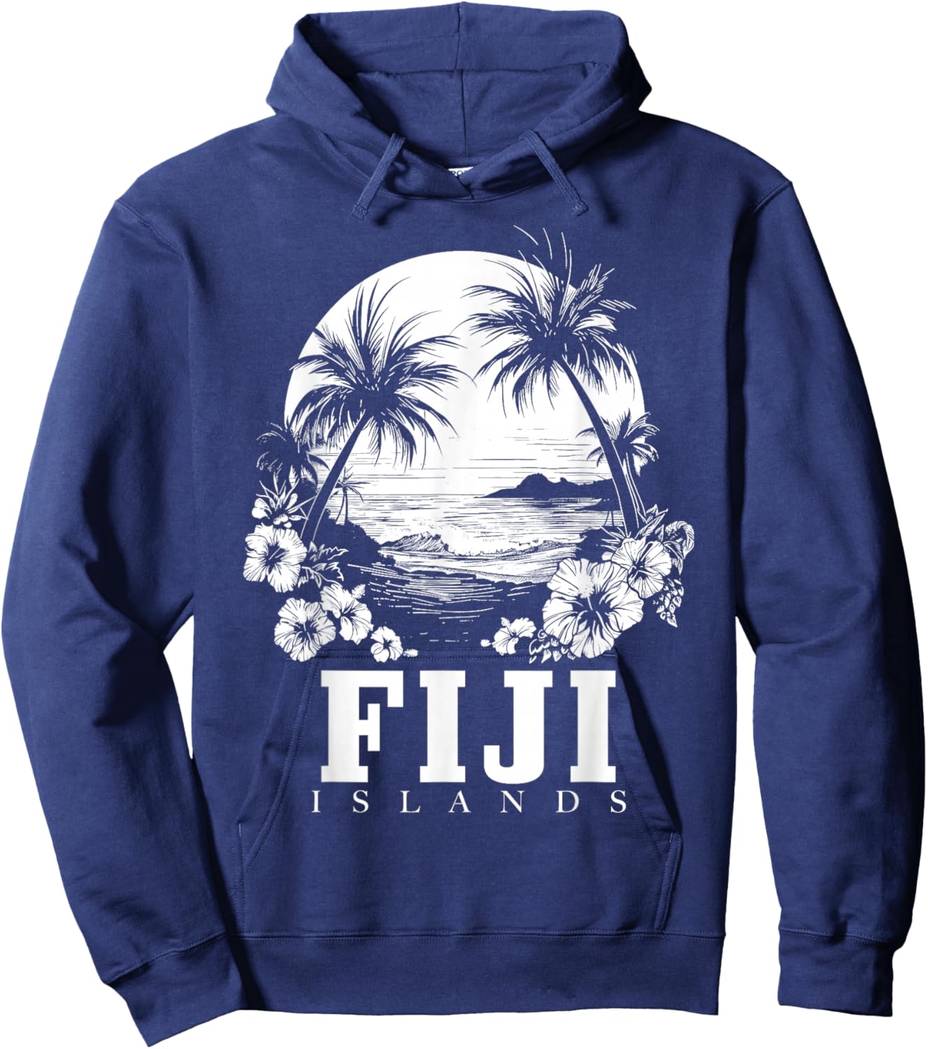 Fiji Islands Hibiscus Flowers Beach Surfer Souvenir Hoodie - Hoodie | Navy