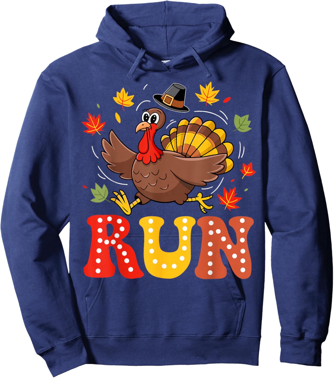 Turkey Run Costume Thanksgiving Running Turkey Trot Hoodie - Hoodie | Navy