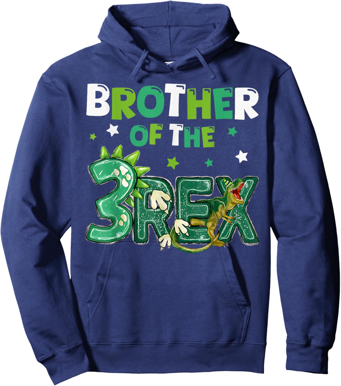 Brother of the Three Rex Birthday Dinosaur Family Matching Hoodie - Hoodie | Navy
