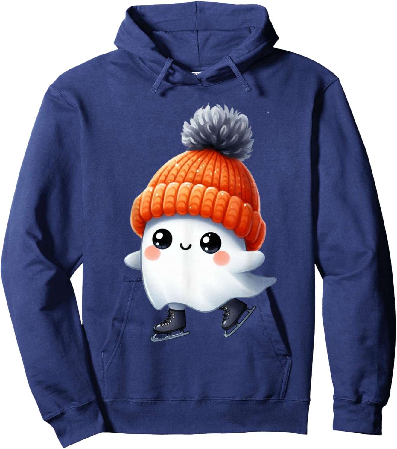 Ice Skating Ghost Halloween Party Costume Kids Hoodie - Hoodie | Navy
