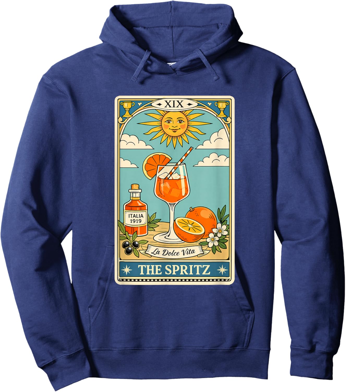 Été Italien, Spritz Veneto Cocktail Art, Apéritif Hoodie - Hoodie | Navy
