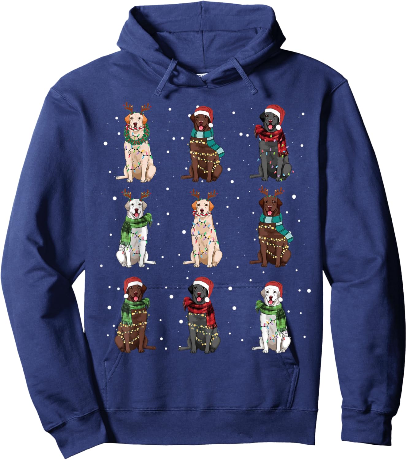Christmas Lights Labrador Dog Lover Funny Xmas Dogs PJ Gifts Hoodie - Hoodie | Navy