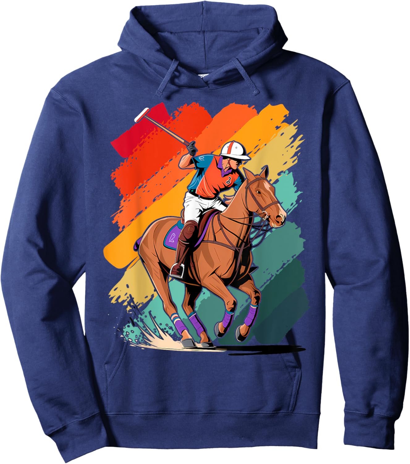 Colorful Polo player Boy on Polo Hoodie - Hoodie | Navy