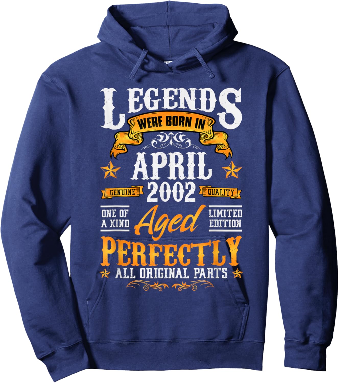 24rd Birthday Vintage Legends Born in 2002 24 Years April Hoodie - Hoodie | Navy