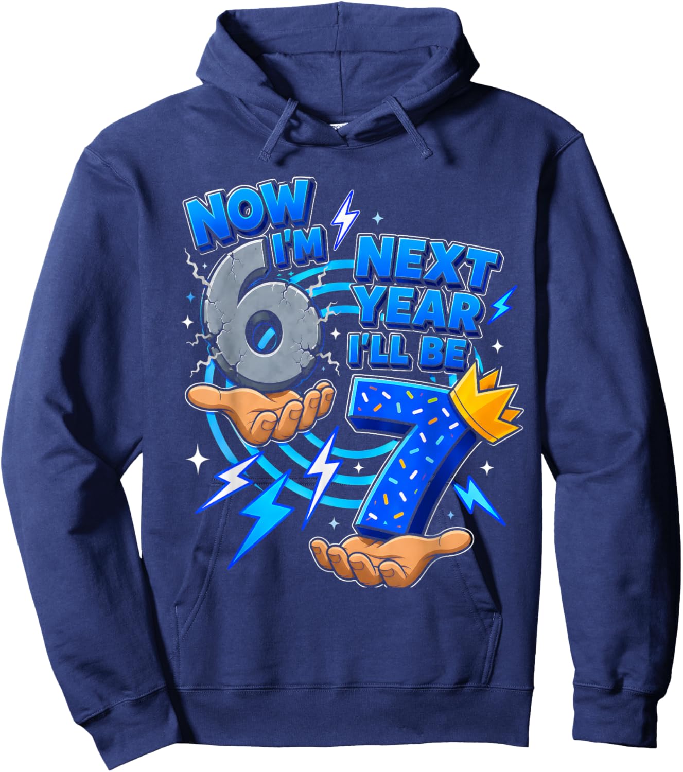 6 Year Old Birthday Boys Kids Now I'm 6 Next Year I'll be 7 Hoodie - Hoodie | Navy