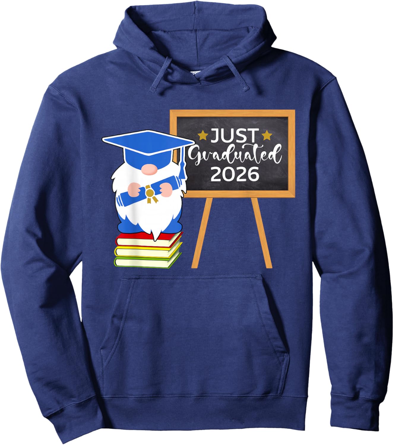 Just Graduated Gnome Graduation Class of 2026 Teacher Hoodie - Hoodie | Navy