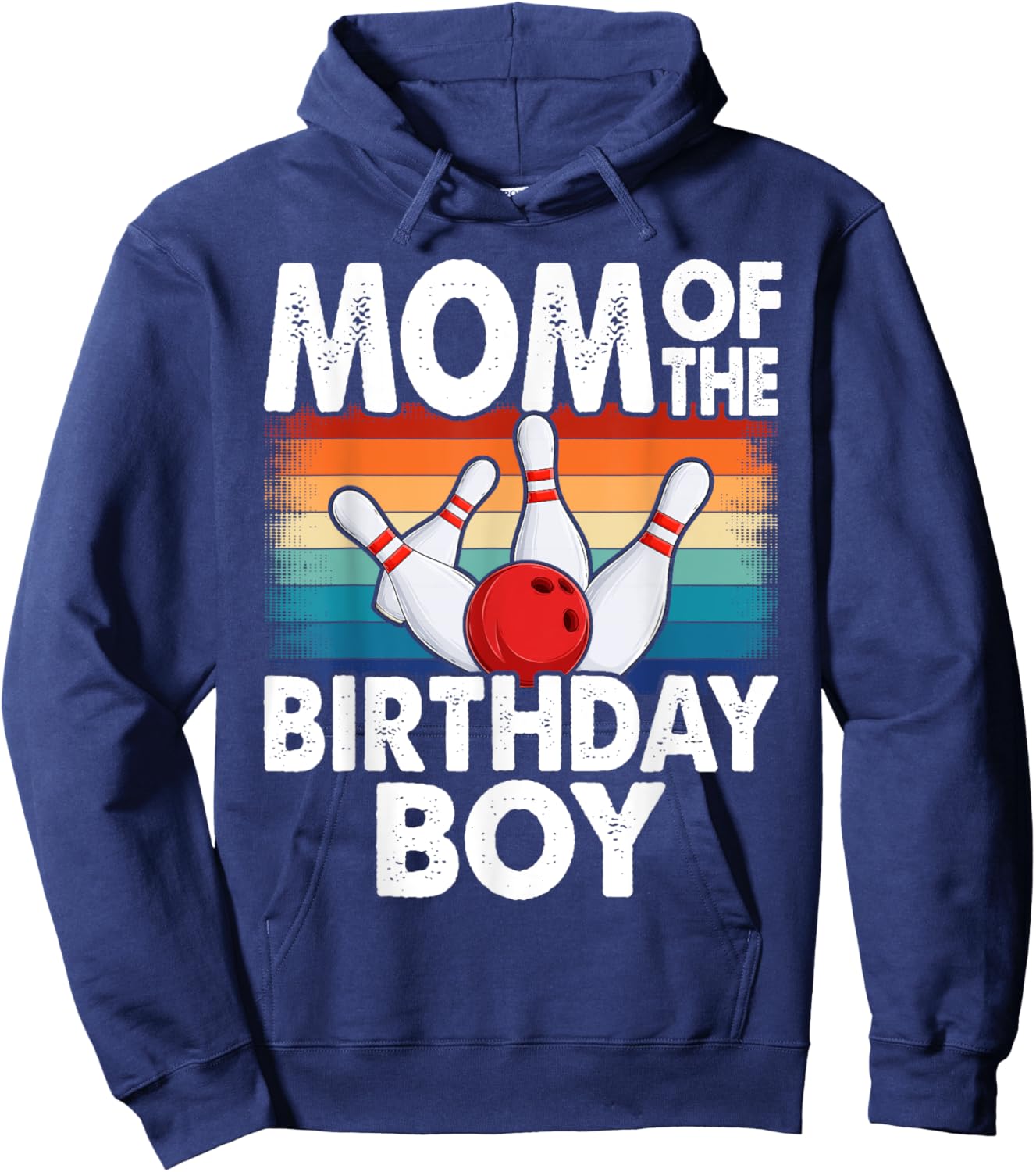 Mom of the Birthday Boy Matching Family Bowling Birthday Hoodie - Hoodie | Navy