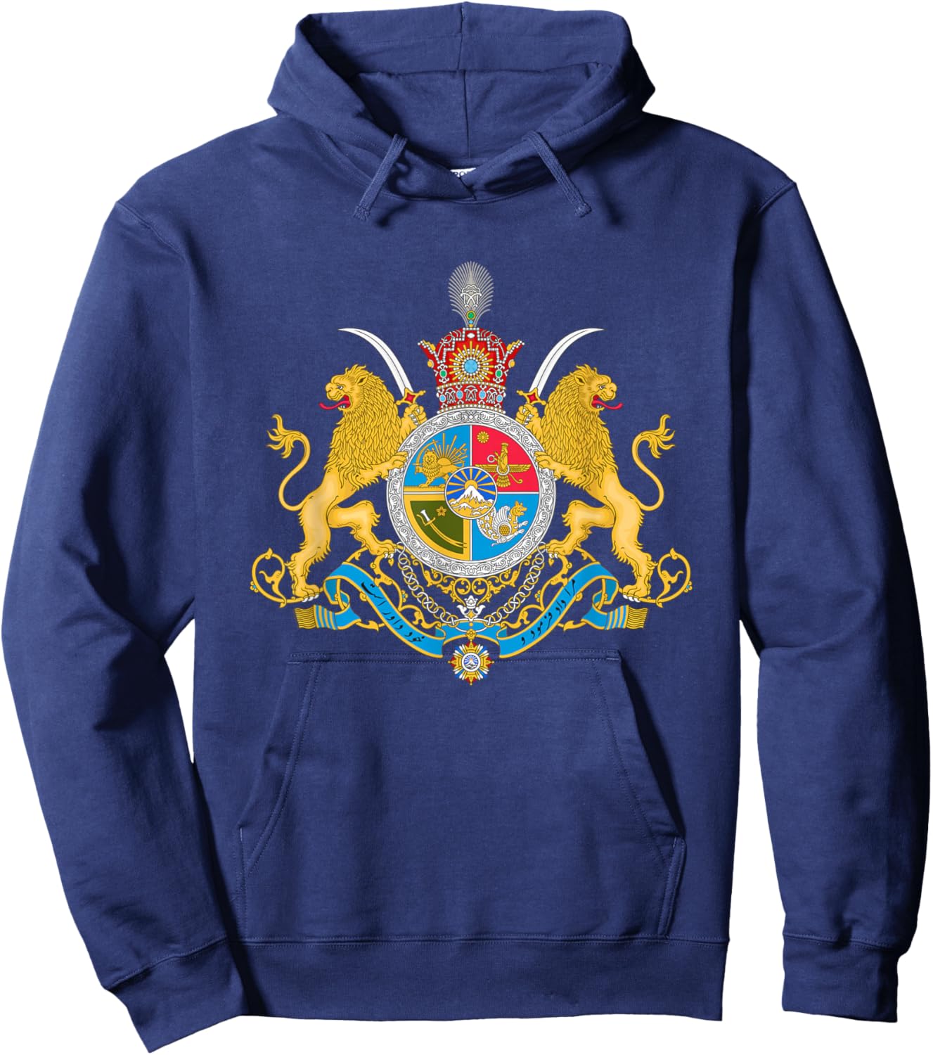 Iran Historic Royal Wappen Persischer Löwe und Sonnenwappen Hoodie - Hoodie | Navy