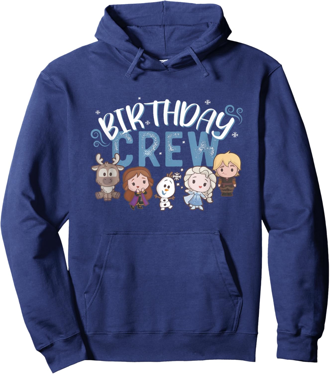 Disney Frozen Birthday Crew Cute Chibi Group Shot Big Logo Hoodie - Hoodie | Navy