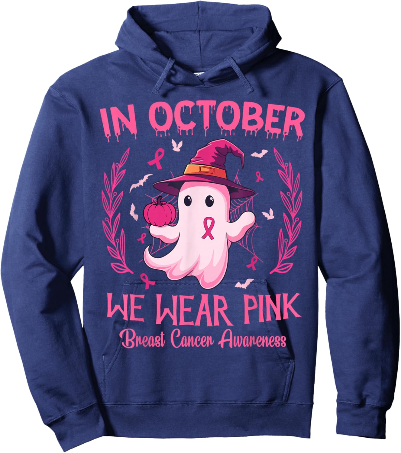 In October We Wear Pink Breast Cancer Awareness Women Hoodie - Hoodie | Navy
