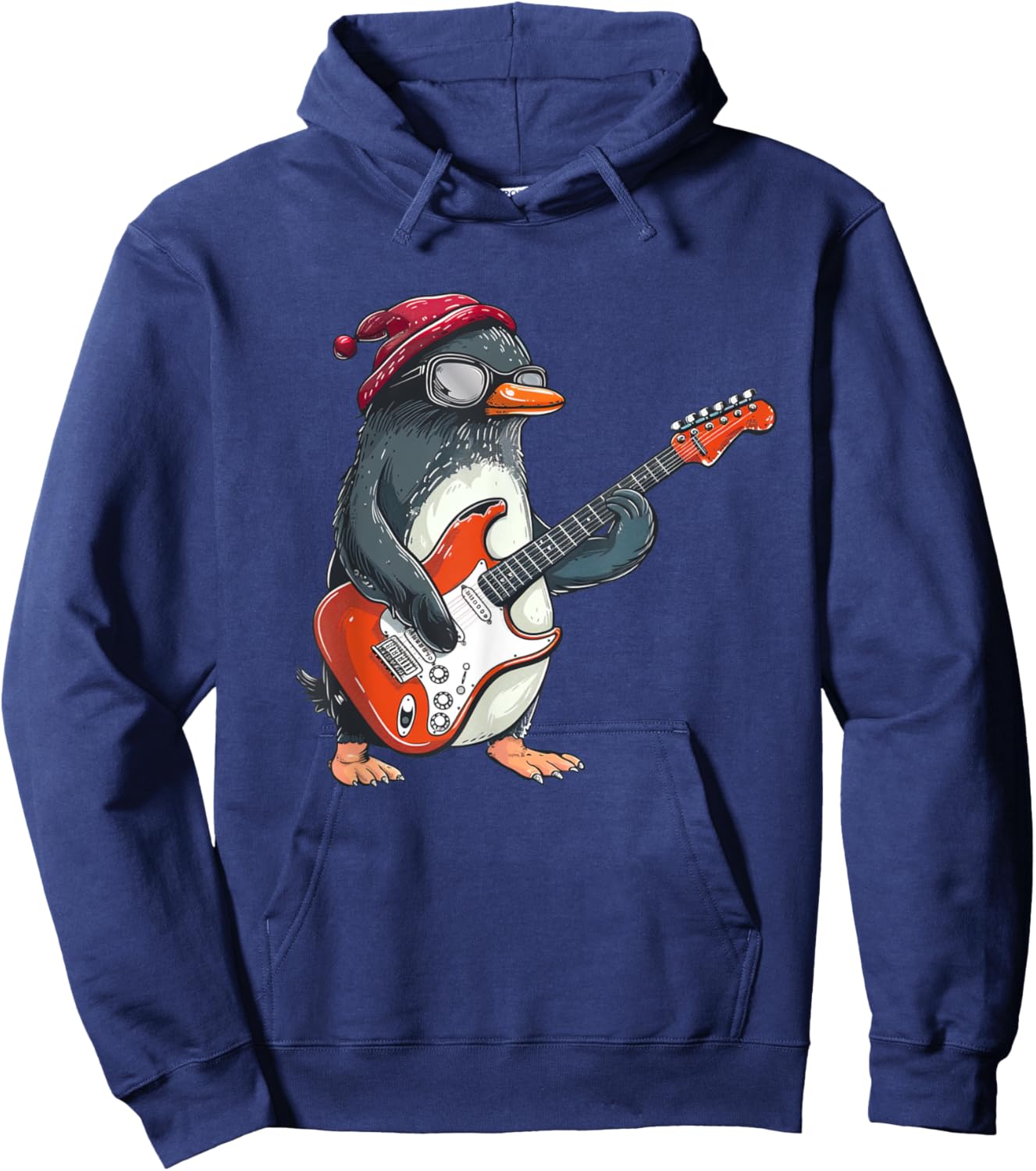 Awesome Guitar Penguin Costume for Boys and Girls Hoodie - Hoodie | Navy