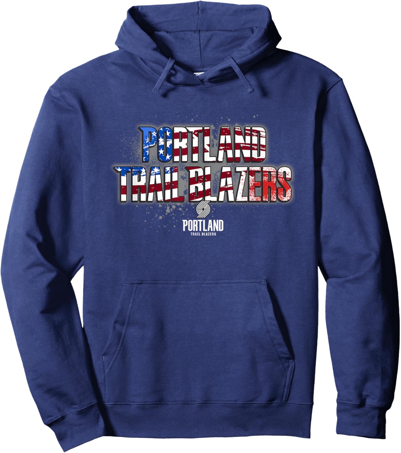 NBA Portland Trail Blazers American Flag Distressed Paint Hoodie - Hoodie | Navy
