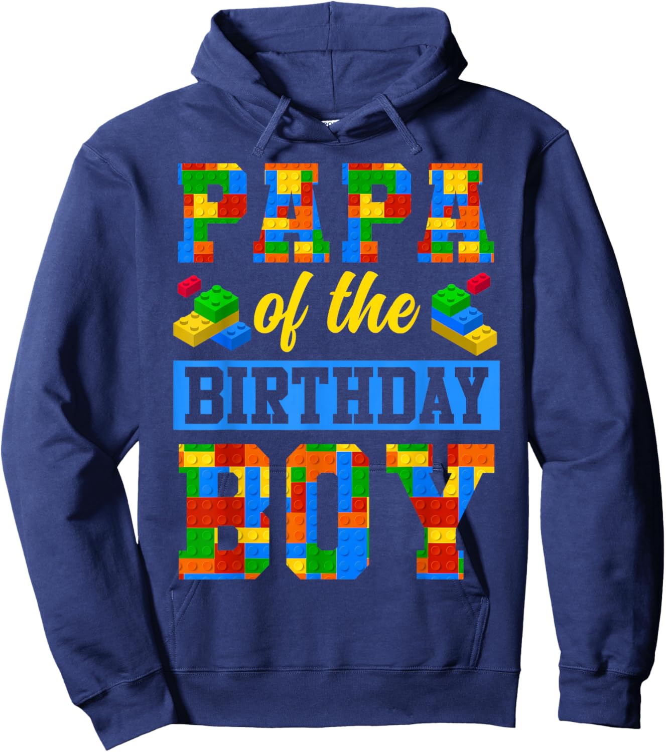 Papa Of The Birthday Boy Building Block Bday Party Hoodie - Hoodie | Navy
