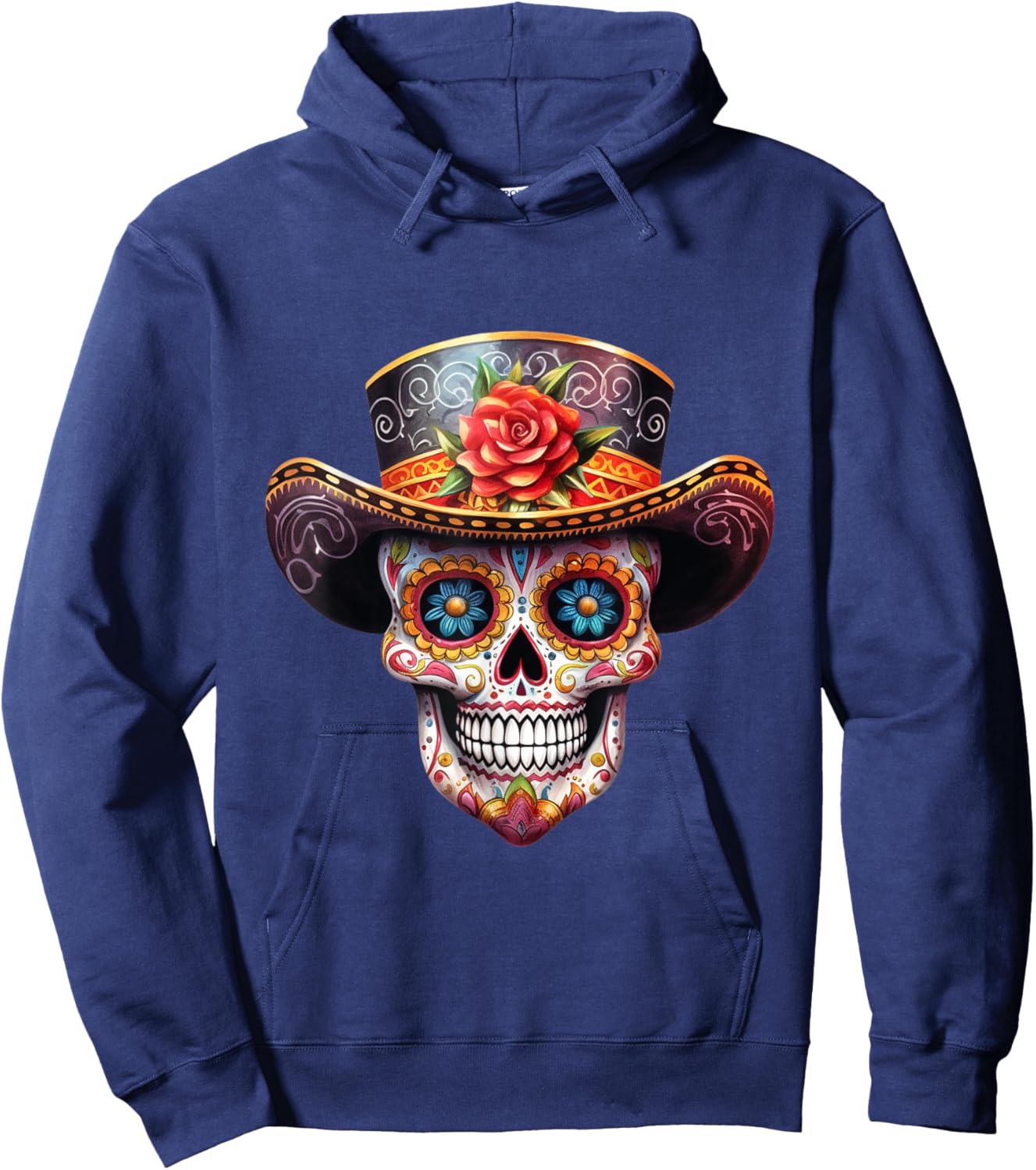Sugar Skull Black White Image Day Dead Dios De Los Muertos Hoodie - Hoodie | Navy