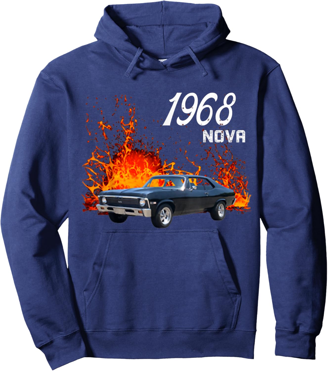 1968 68 Chevys Nova 2 Classic Car Old School Muscle Car Hoodie - Hoodie | Navy