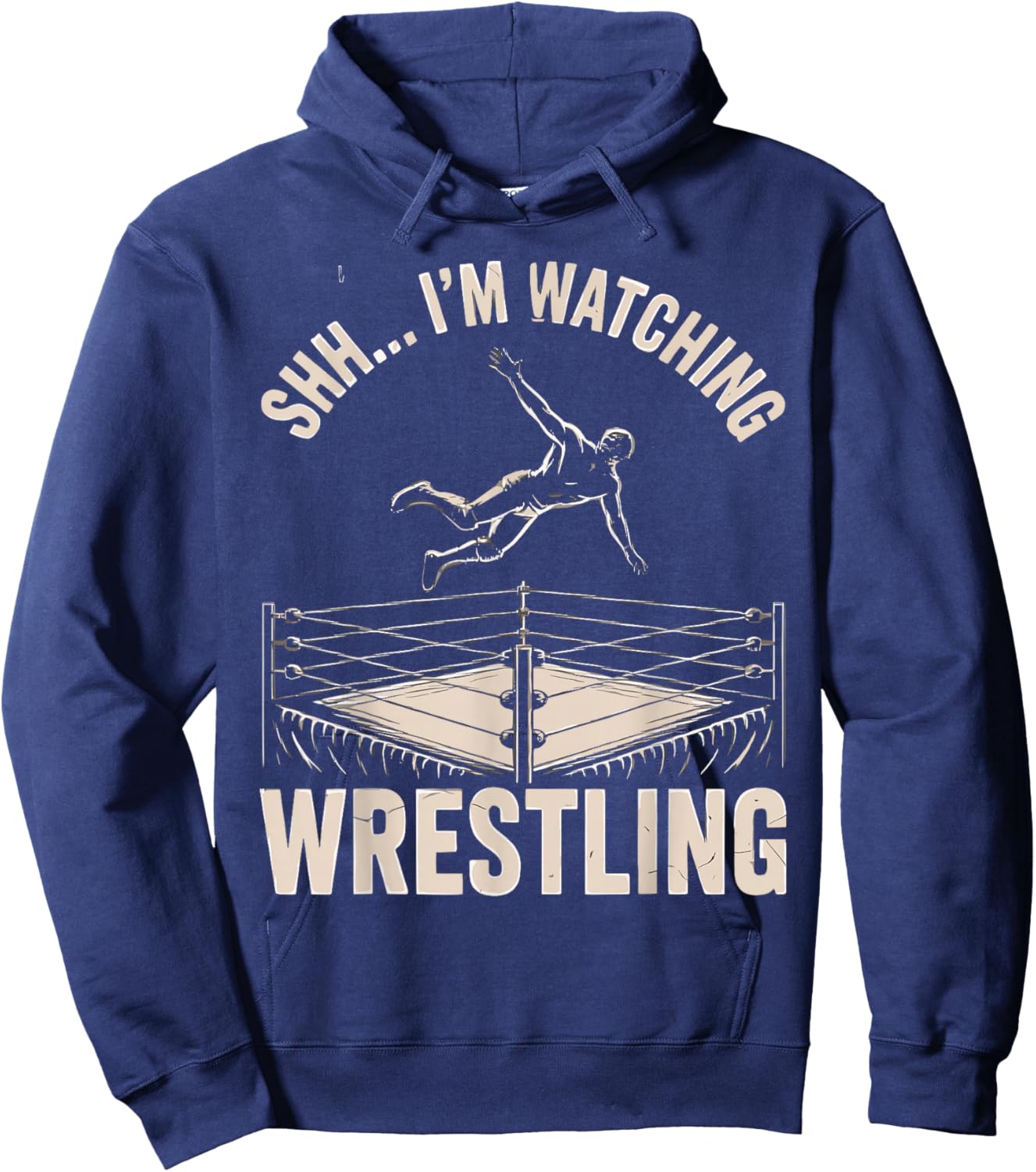 Watching Wrestling Funny Wrestler Action Women Boys Hoodie - Hoodie | Navy