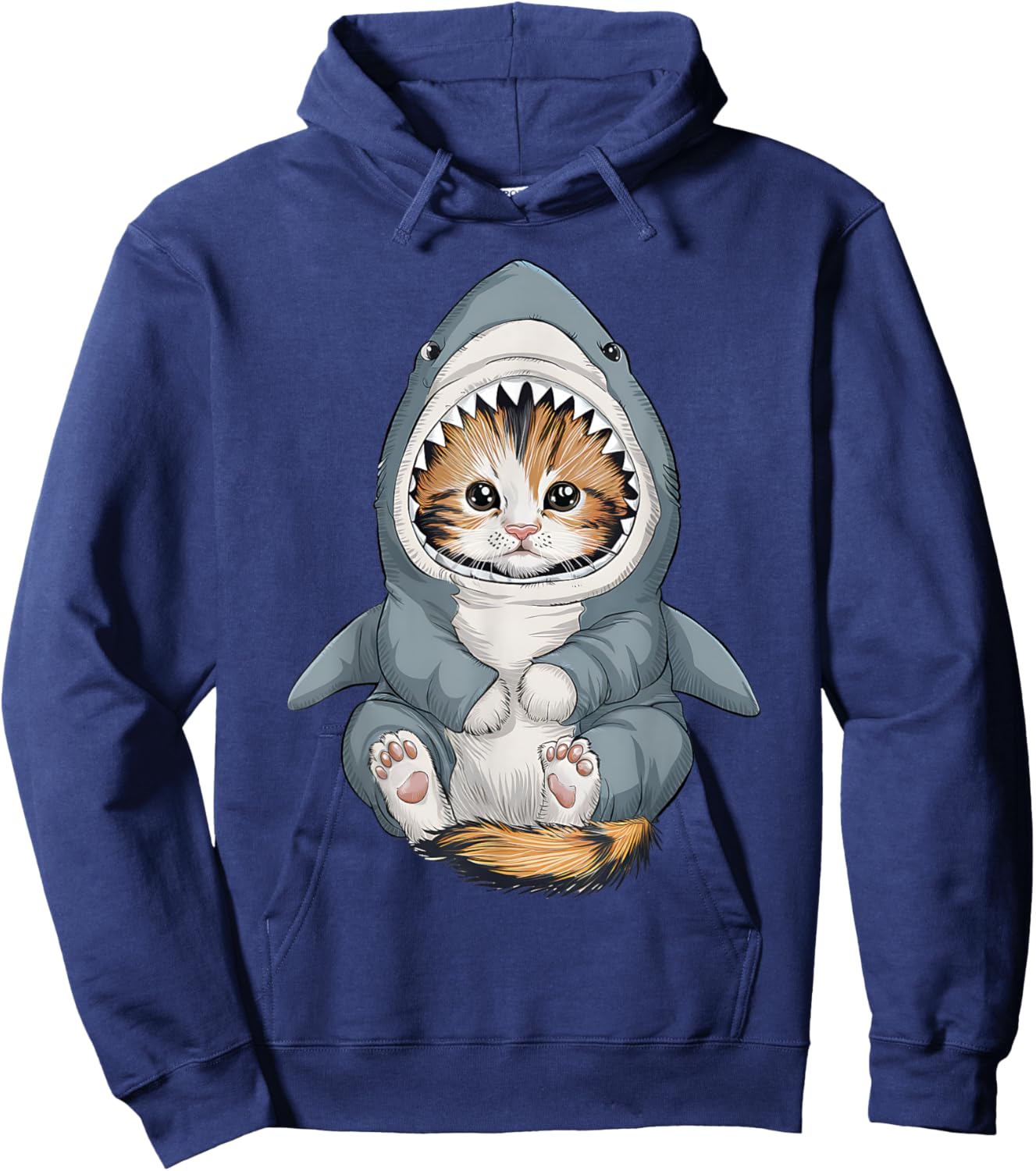Cute Kitten in a Shark Costume Kitty My Cat is a Shark Hoodie - Hoodie | Navy