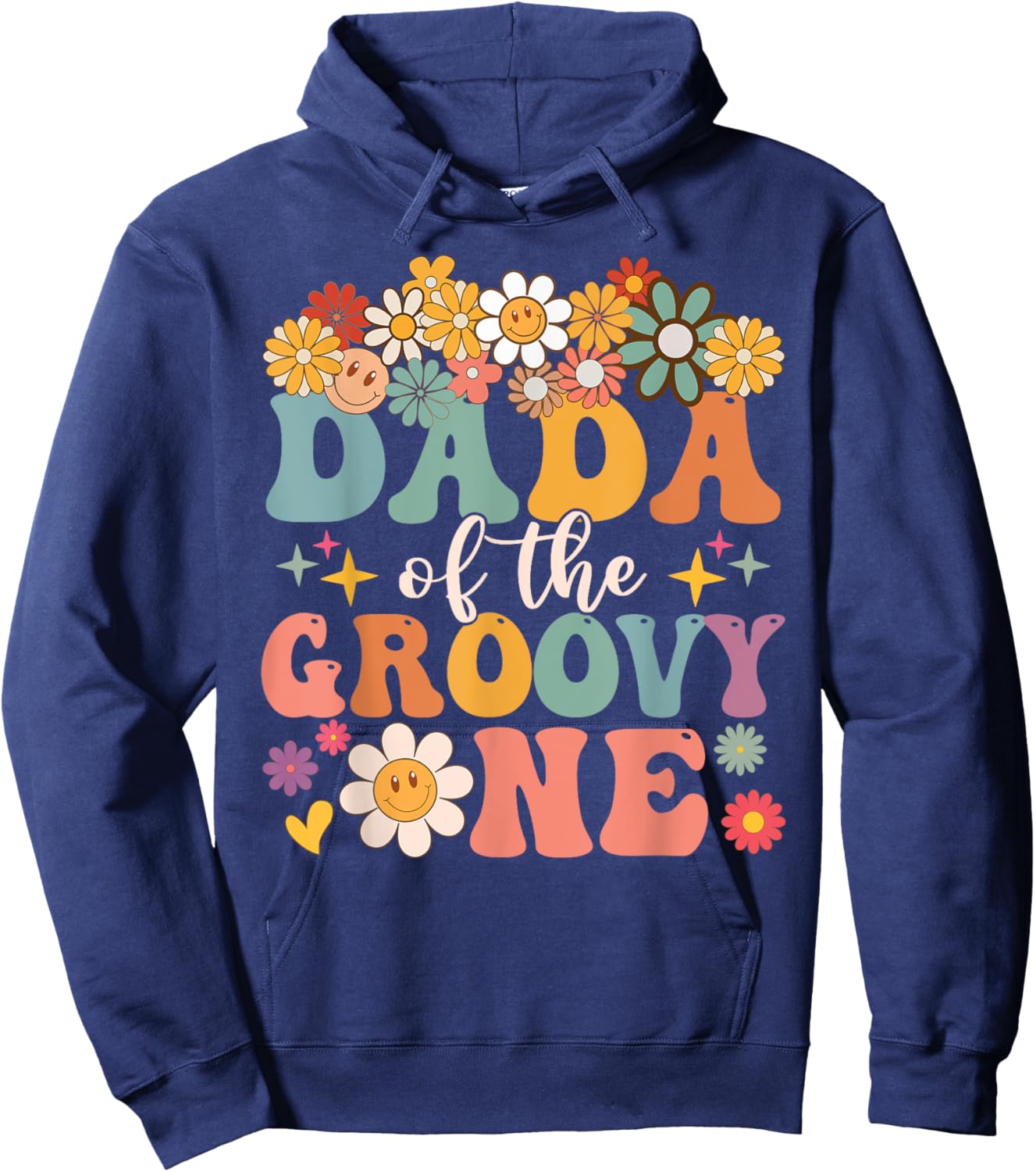 Retro Dada of Groovy One Matching Family 1st Birthday Party Hoodie - Hoodie | Navy