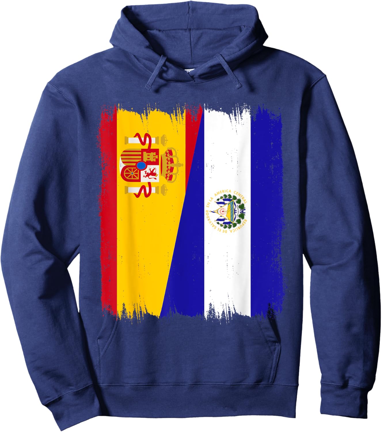 Spain El Salvador Flag Spanish Salvadorian Roots Hoodie - Hoodie | Navy