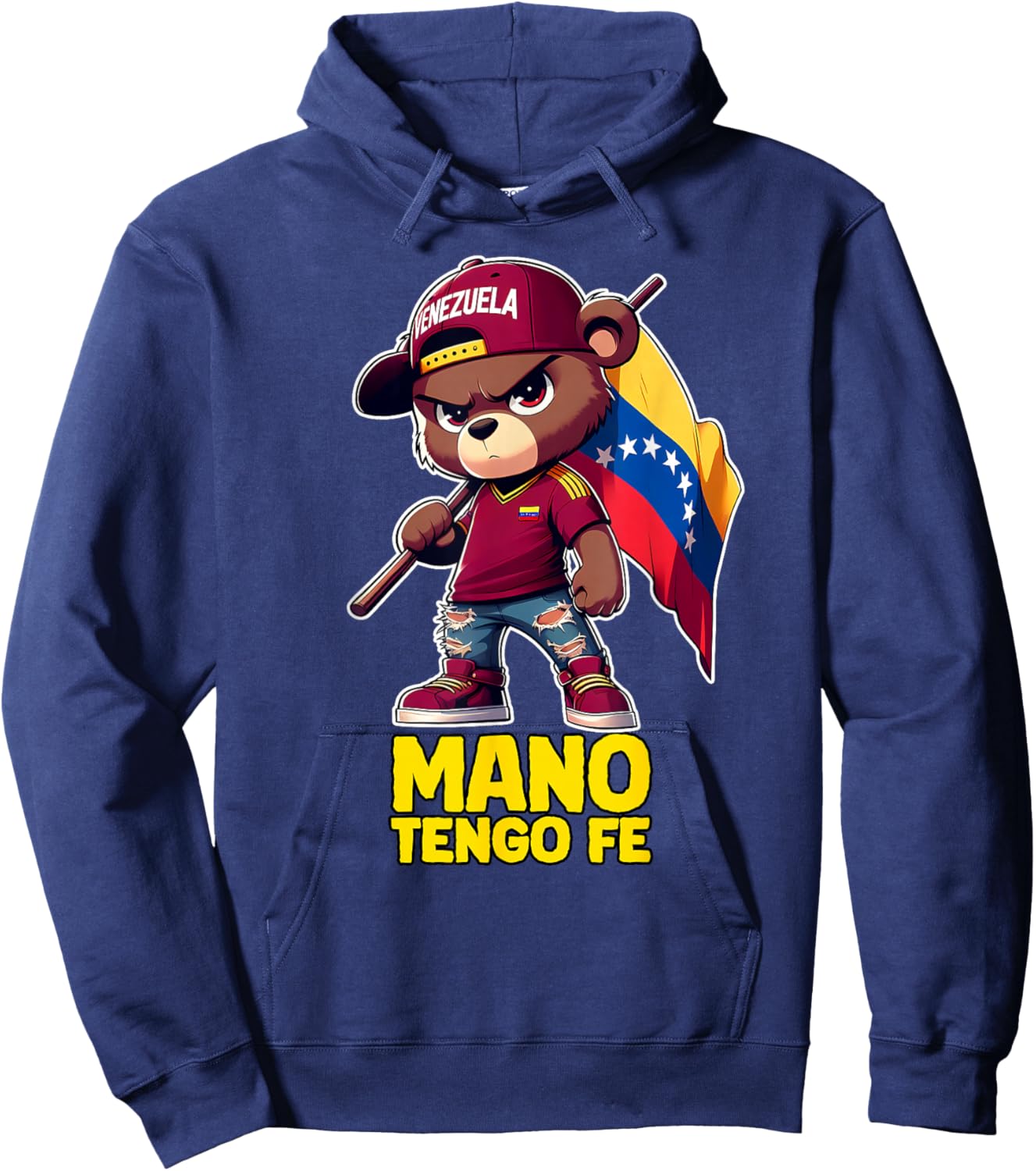 Vinotinto Venezuela Mano Tengo FE Shirt Teddy Bear Hoodie - Hoodie | Navy