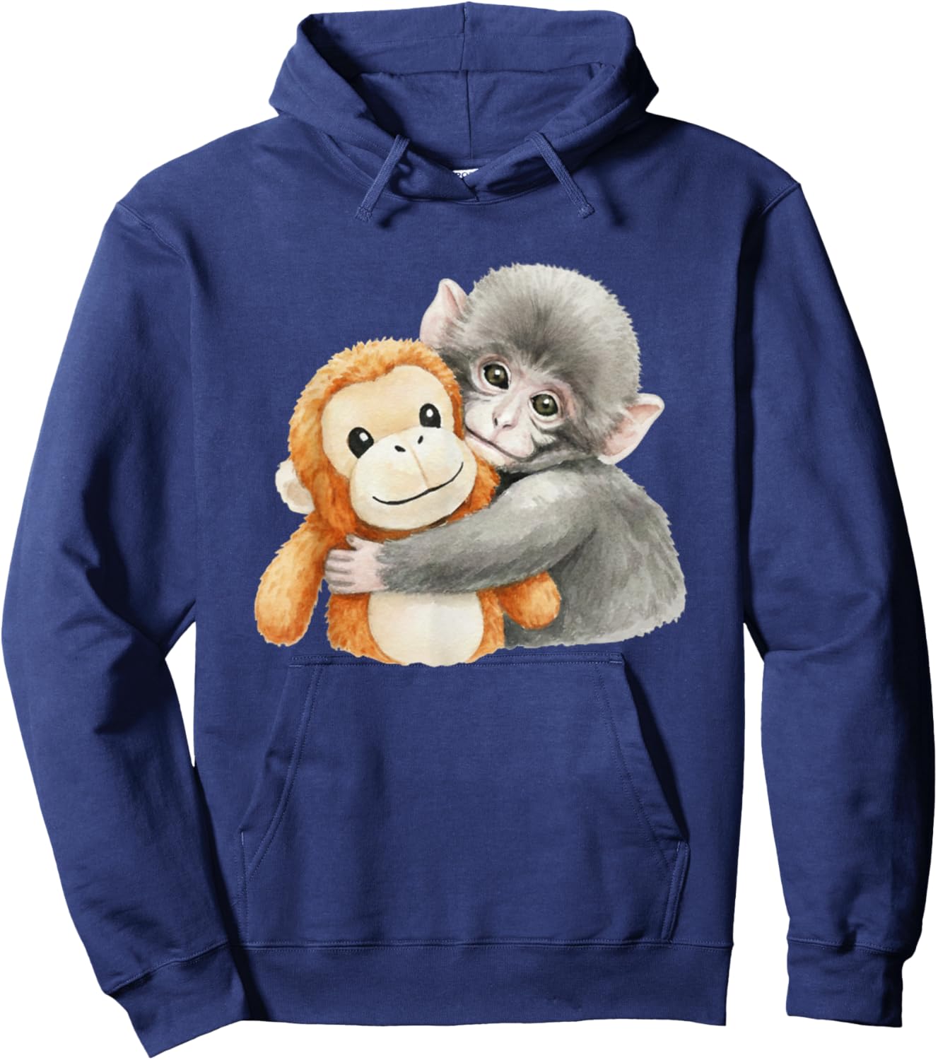 PunchKung The Monkey Holding Plush Friend Viral Meme Graphic Hoodie - Hoodie | Navy