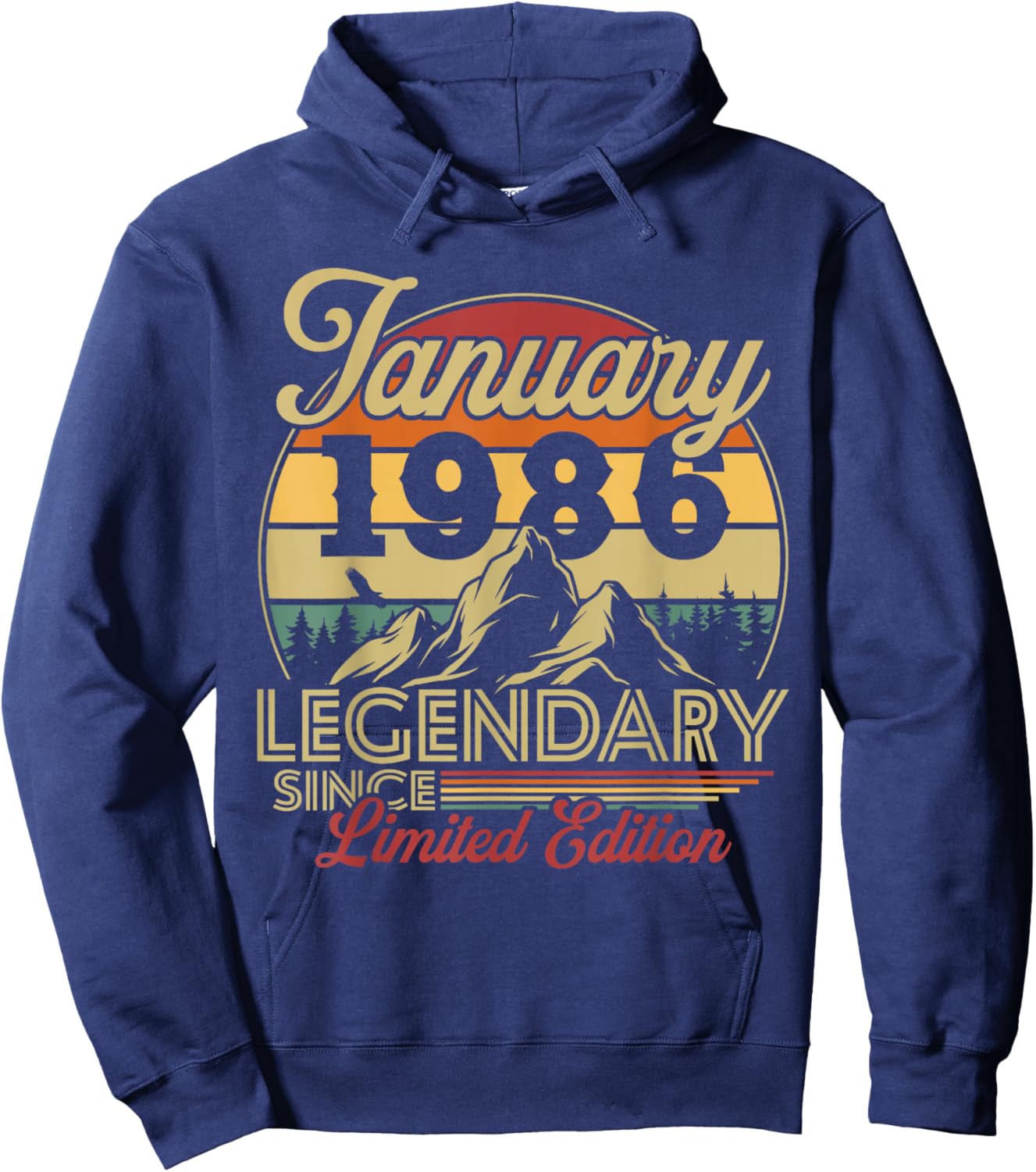 Vintage 40th Birthday Gift Born in January 1986 Hoodie - Hoodie | Navy