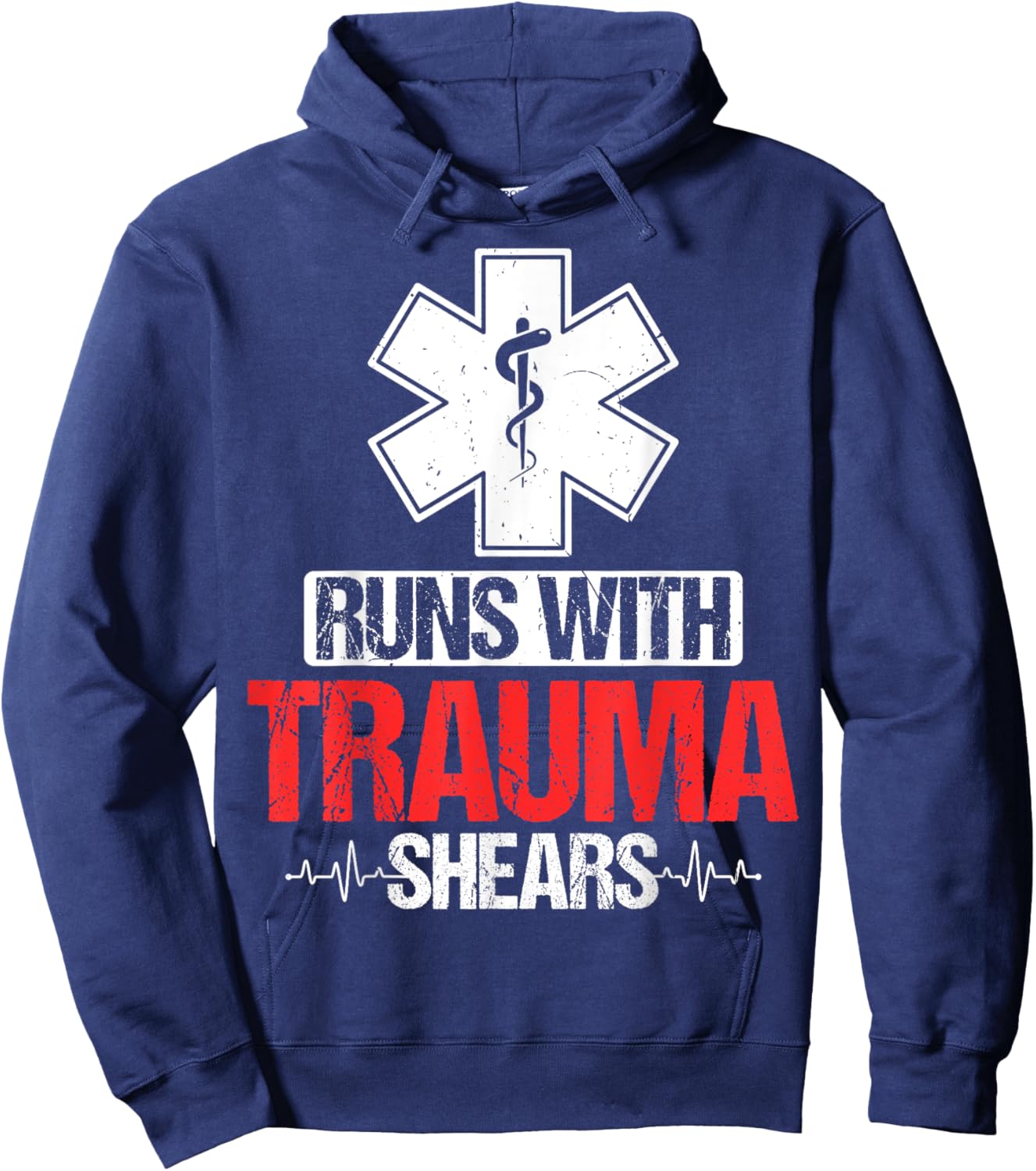 Runs with Trauma Shears - Funny ER Trauma ICU Nursing Gifts Hoodie - Hoodie | Navy