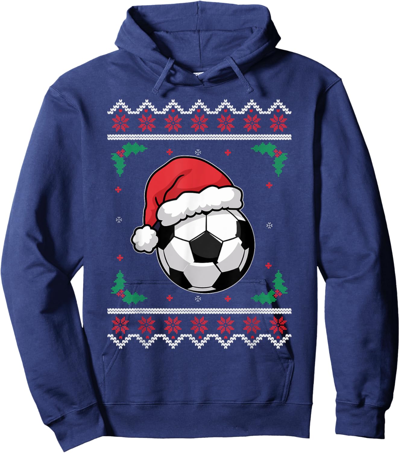 Christmas Santa Football Xmas Ugly Soccer Boys Kid Youth Hoodie - Hoodie | Navy