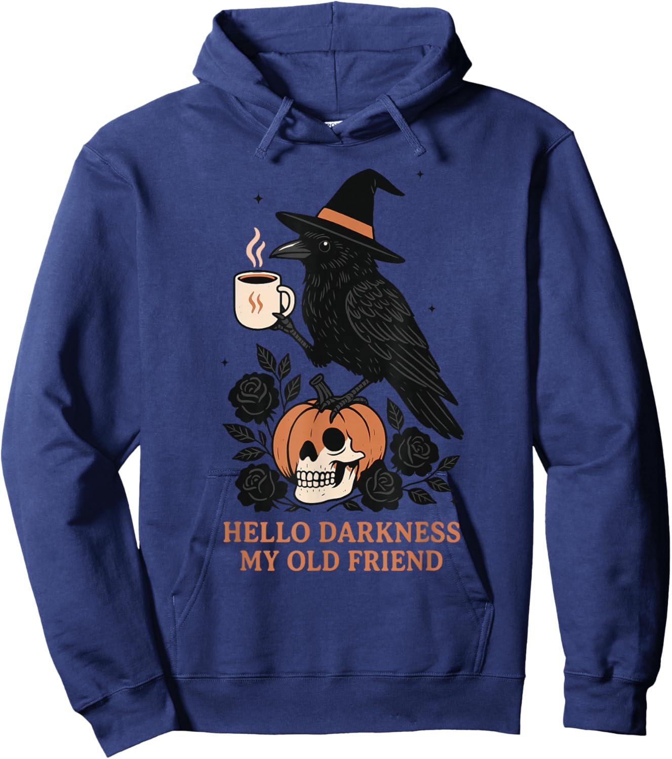 Hello Darkness My Old Friend Black Crow Halloween Hoodie - Hoodie | Navy